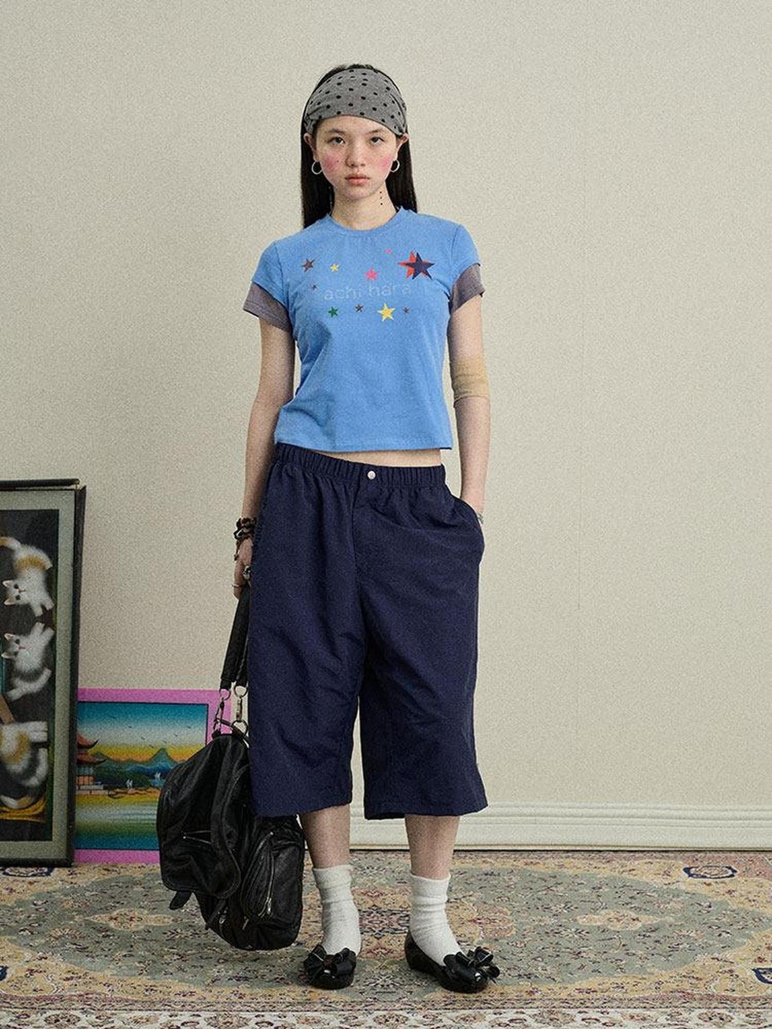 Achihara Bubble Cone Pockets Relaxed Straight Women'S Nylon Capri Pants