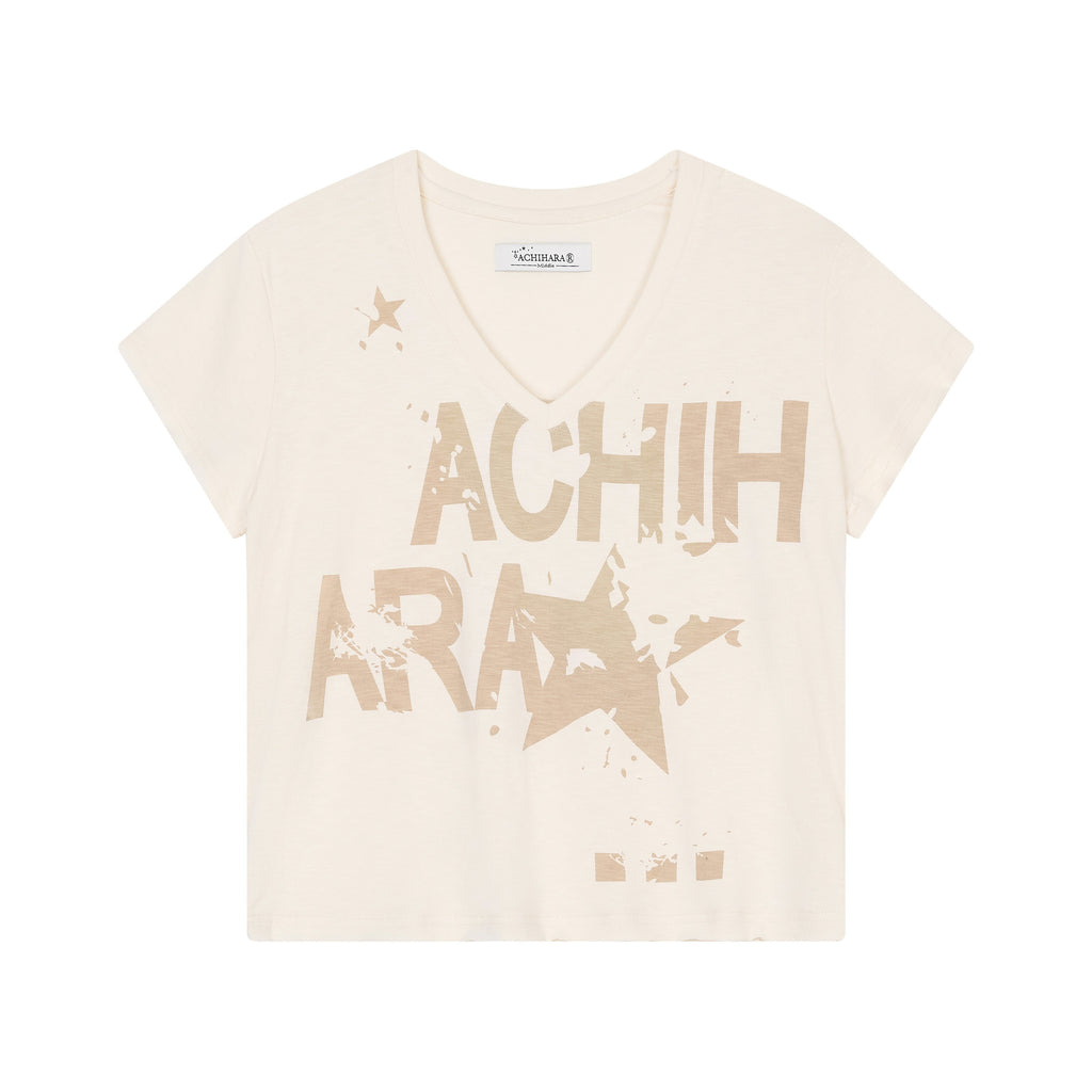 Achihara_Candied_Fruit_Print_V-neck_Raw_Hem_Women'S_Viscose_Blend_Short_Sleeve_T-Shirts_MISSTT