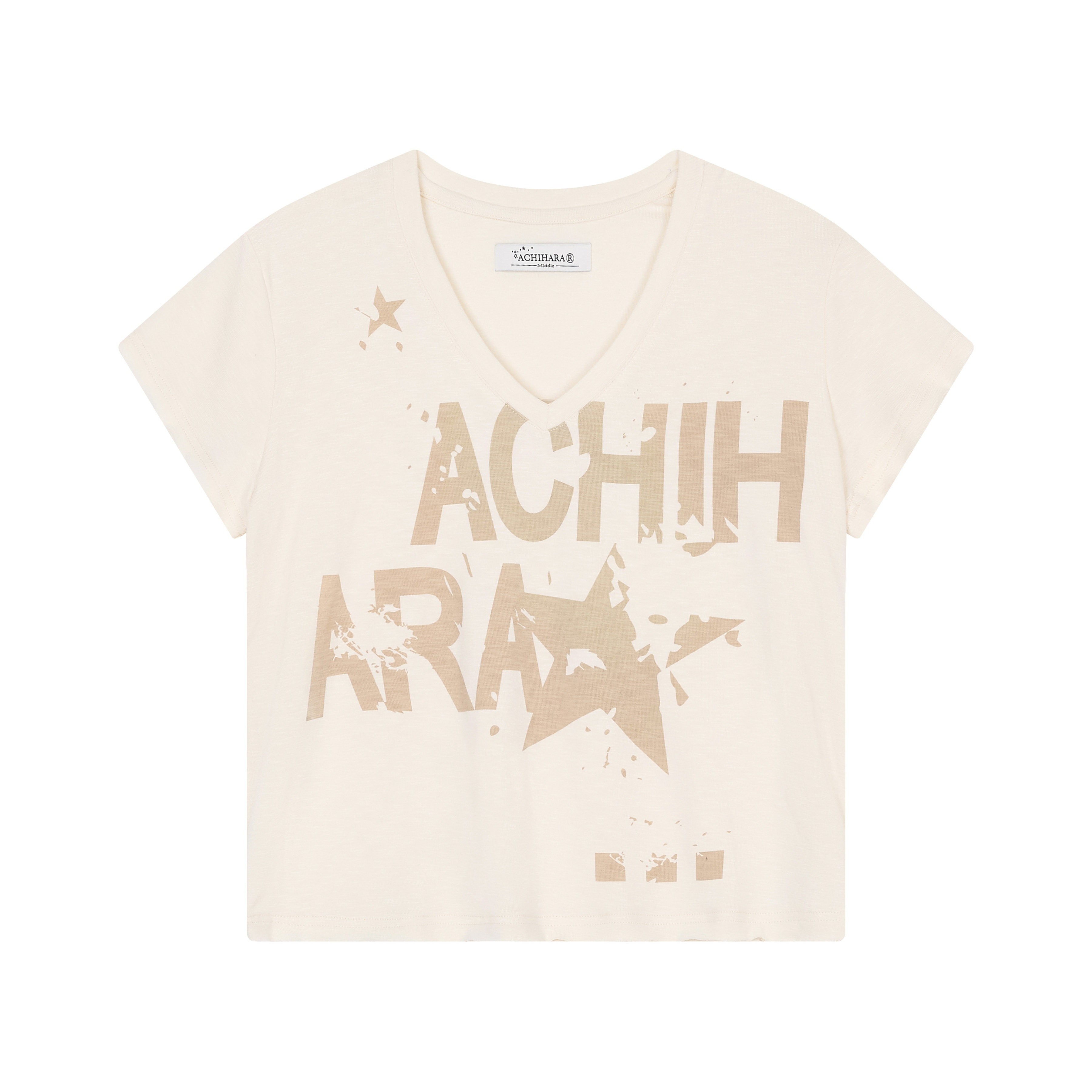 Achihara_Candied_Fruit_Print_V-neck_Raw_Hem_Women'S_Viscose_Blend_Short_Sleeve_T-Shirts_MISSTT