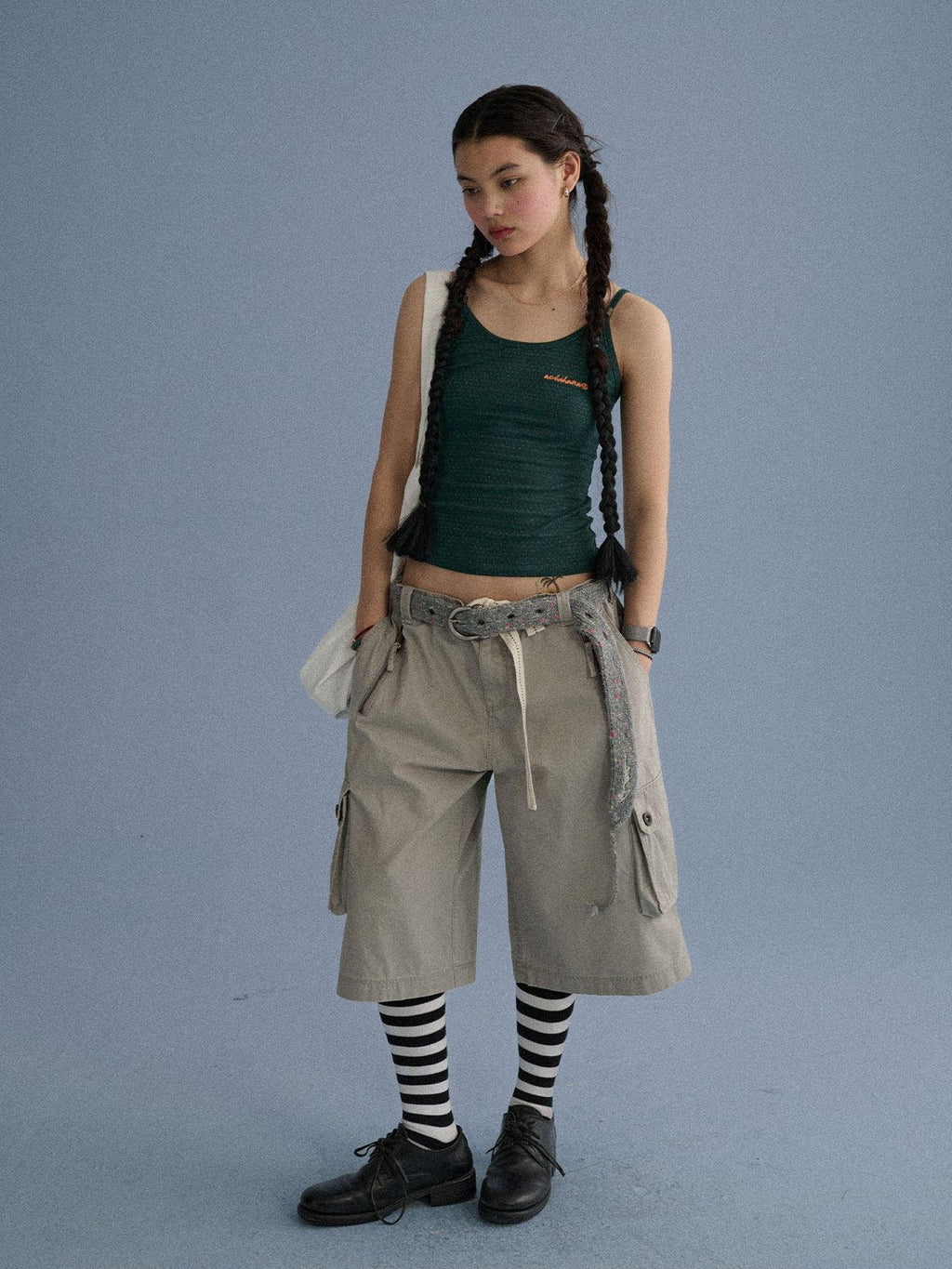 Achihara Casual Commuter Wide Leg Cargo Pocket Women'S Cotton Capri Pants