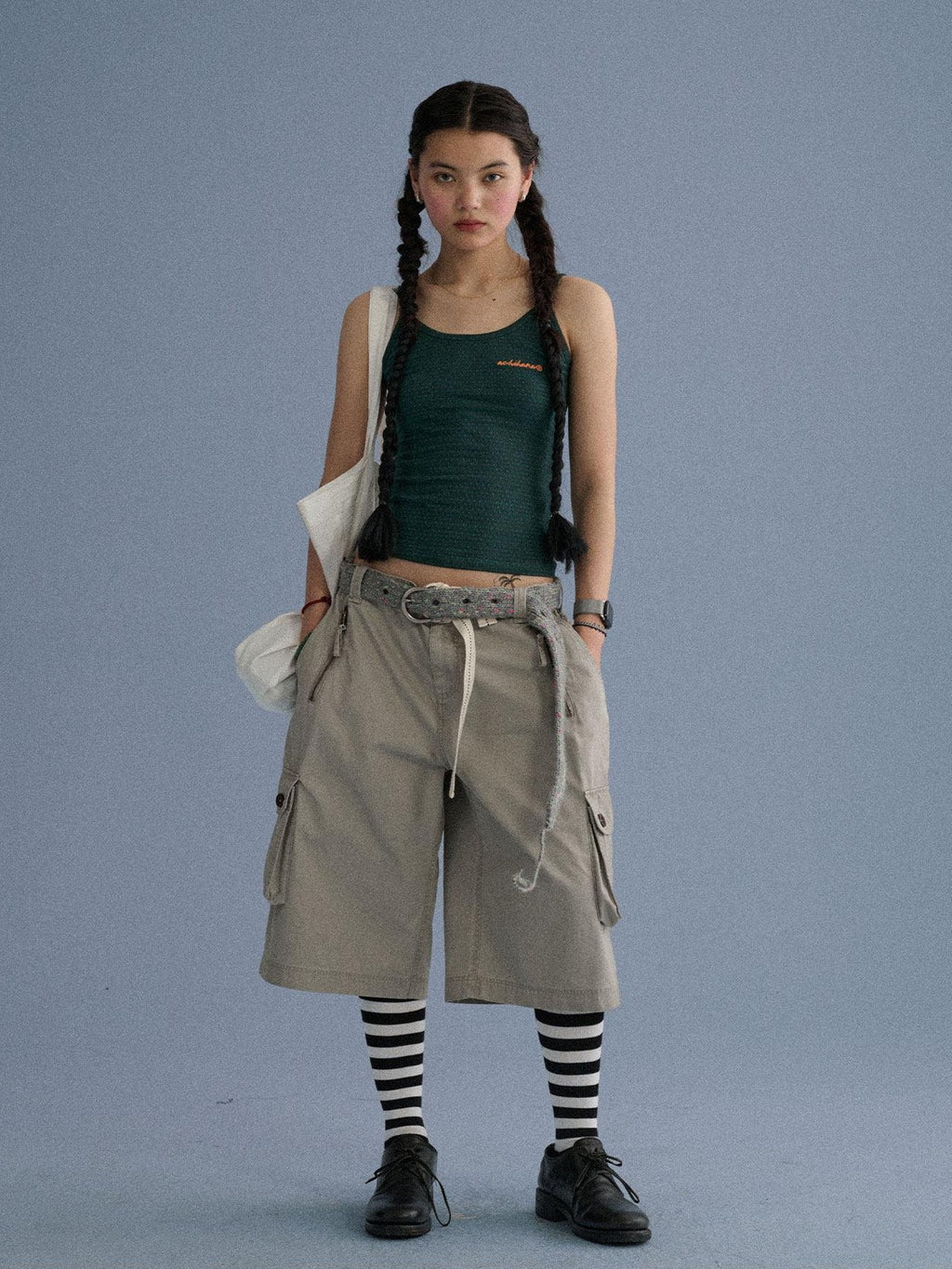 Achihara Casual Commuter Wide Leg Cargo Pocket Women'S Cotton Capri Pants