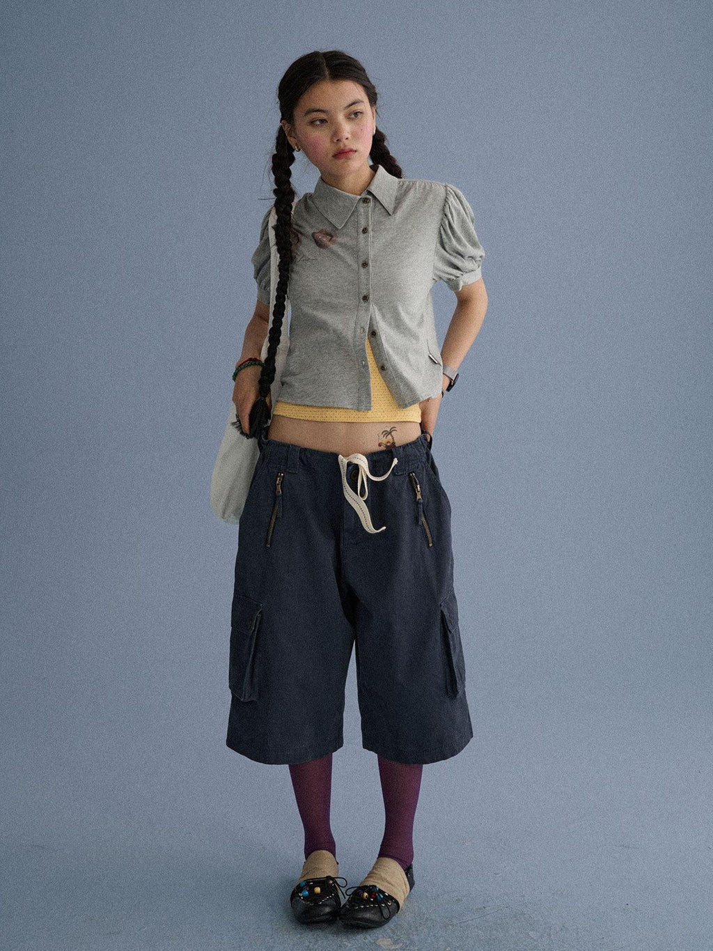 Achihara Casual Commuter Wide Leg Cargo Pocket Women'S Cotton Capri Pants