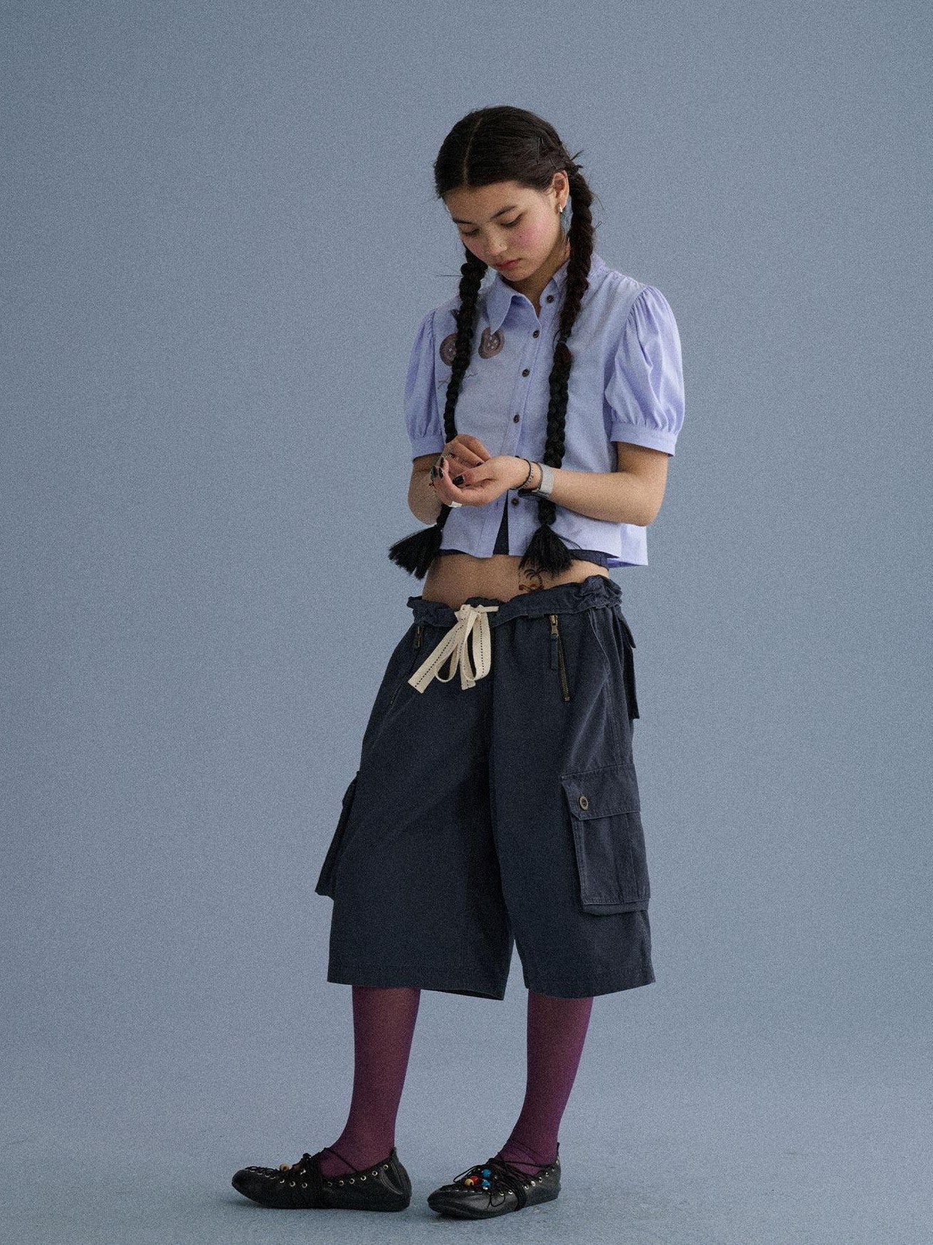 Achihara Casual Commuter Wide Leg Cargo Pocket Women'S Cotton Capri Pants