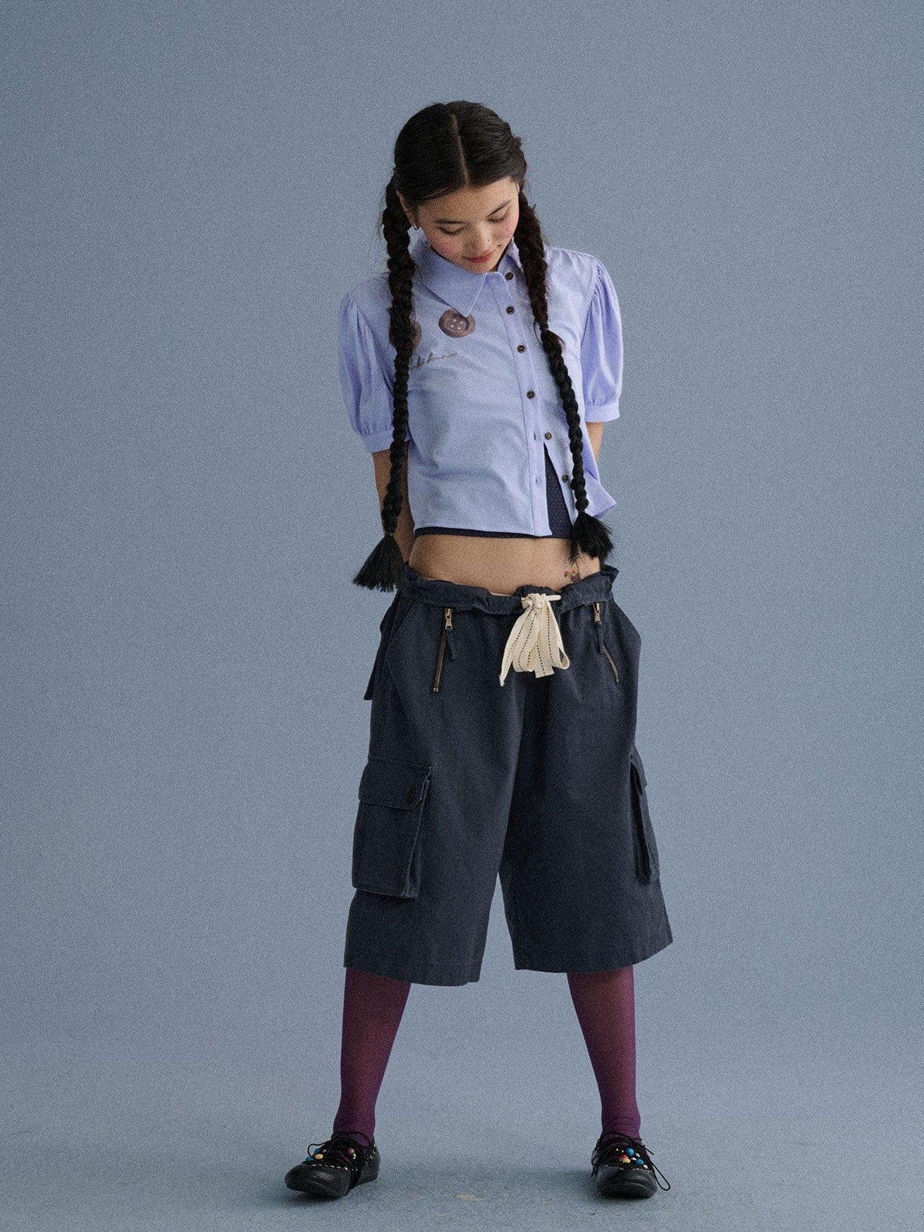 Achihara Casual Commuter Wide Leg Cargo Pocket Women'S Cotton Capri Pants