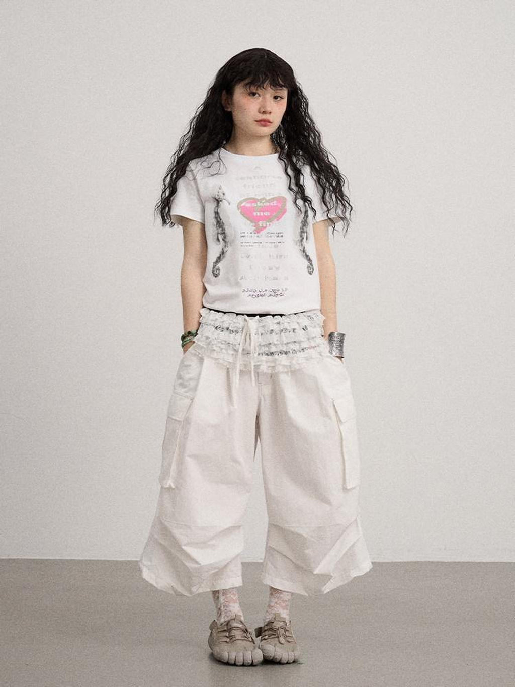 Achihara Casual Pleated Loose Wide Leg Women'S Cotton Nylon Blend Capri Pants