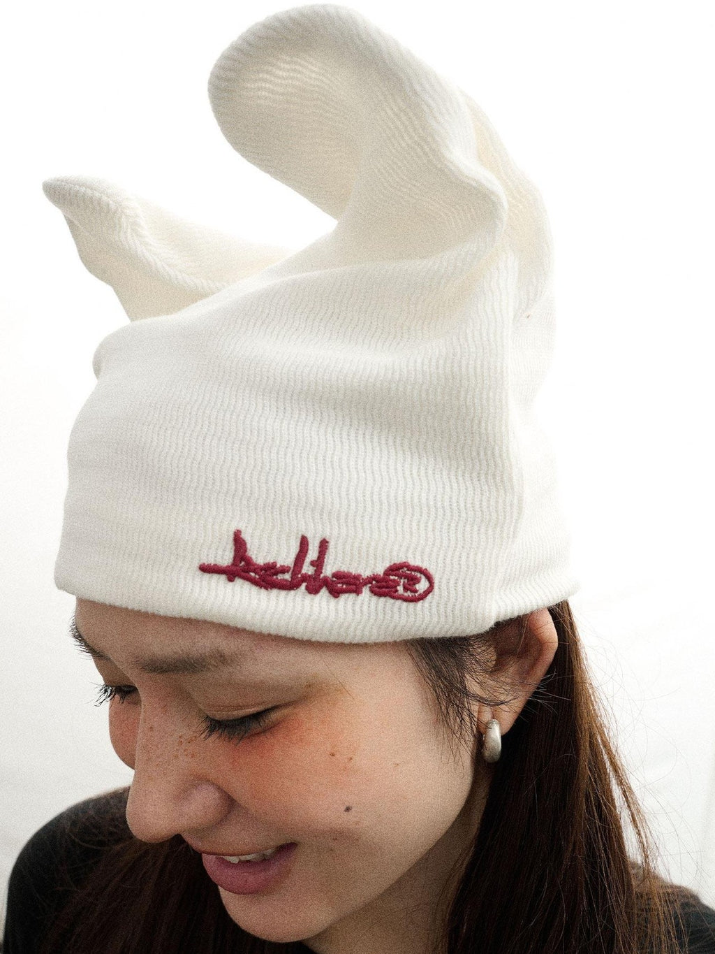 Achihara Cat Ear Brimless Twist Knot Ear Flap Street Women'S Cotton Winter Hats