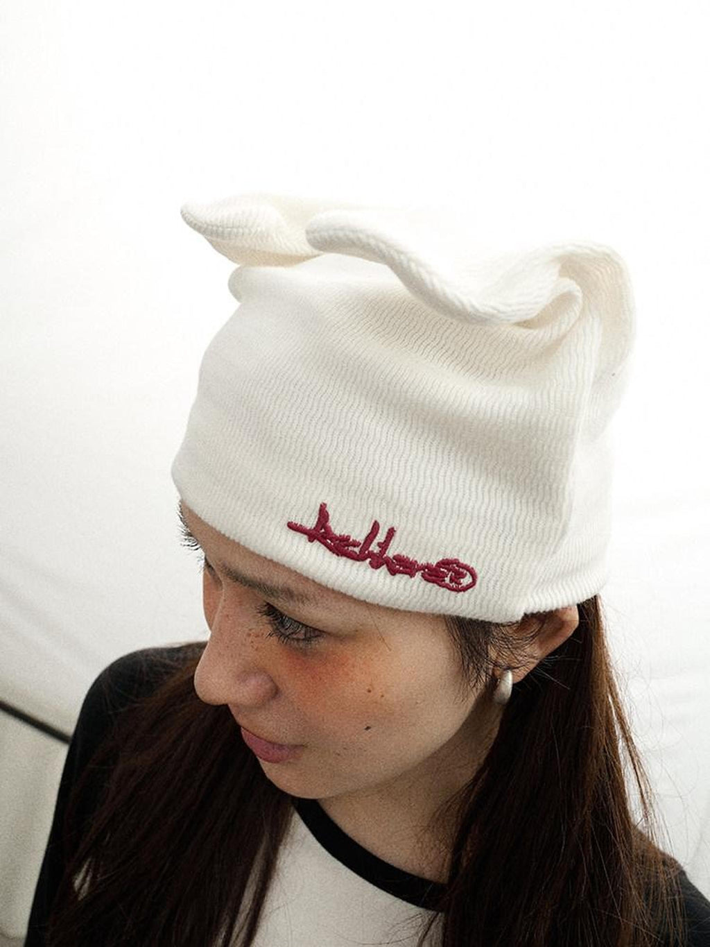 Achihara Cat Ear Brimless Twist Knot Ear Flap Street Women'S Cotton Winter Hats