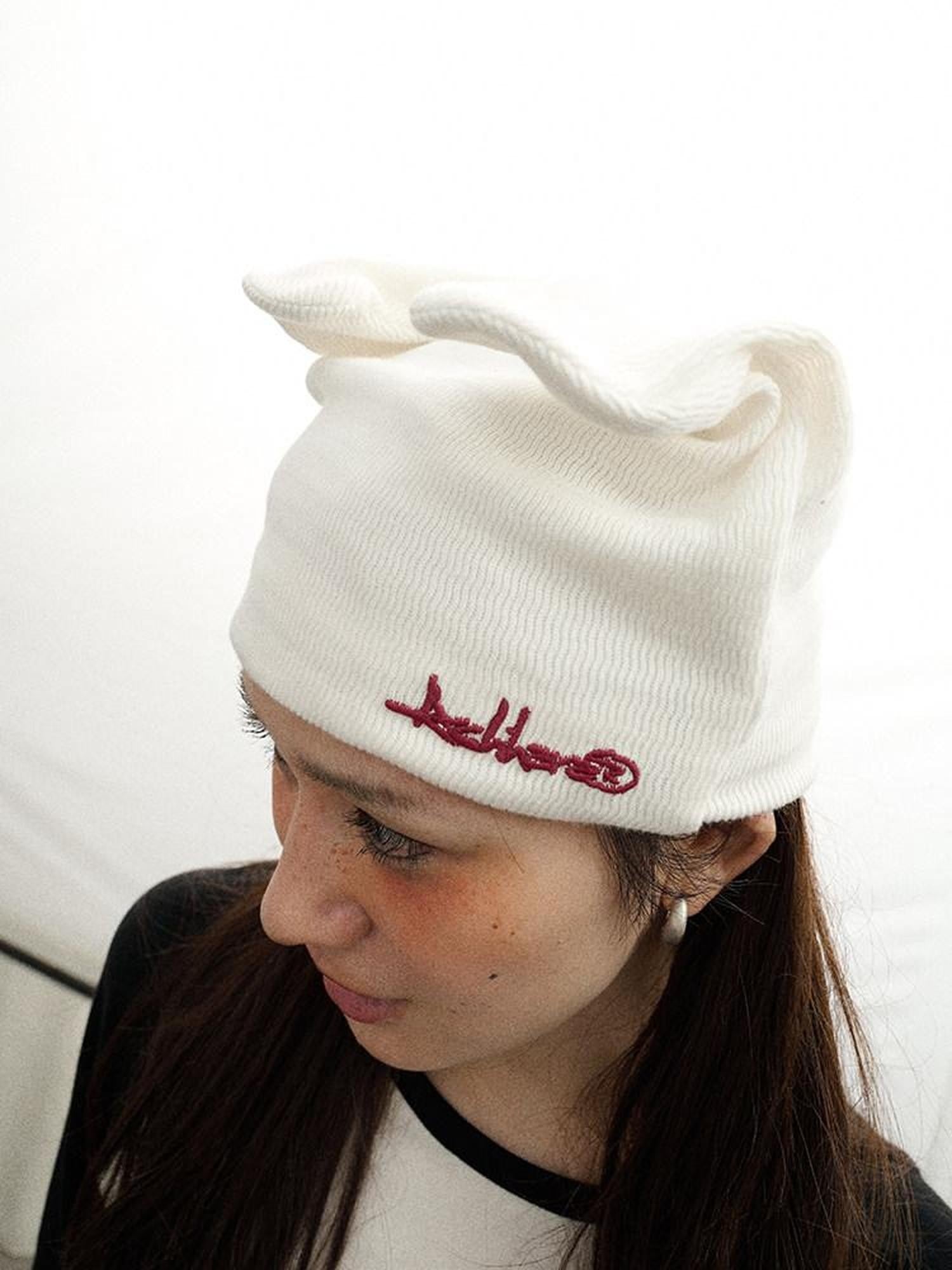 Achihara Cat Ear Brimless Twist Knot Ear Flap Street Women'S Cotton Winter Hats