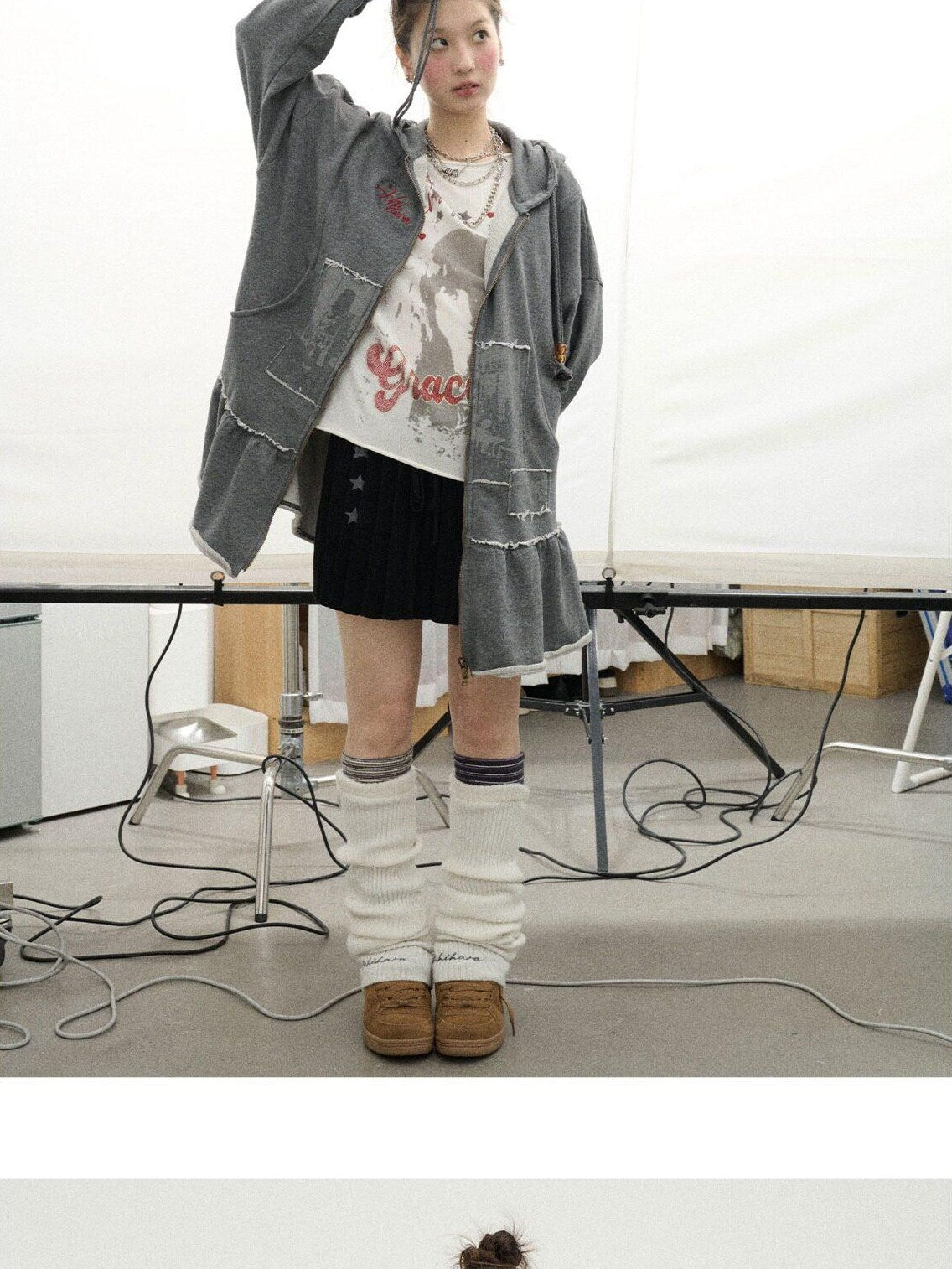 Achihara Cocoa Tree Distressed Figure Print Hooded Midlength Loose Women'S Cotton Hoodies