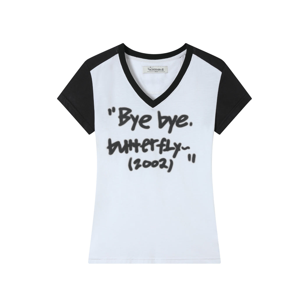 Achihara_Colorblock_Jersey_V-neck_Women'S_Modal_Stretch_Short_Sleeve_T-Shirts_MISSTT