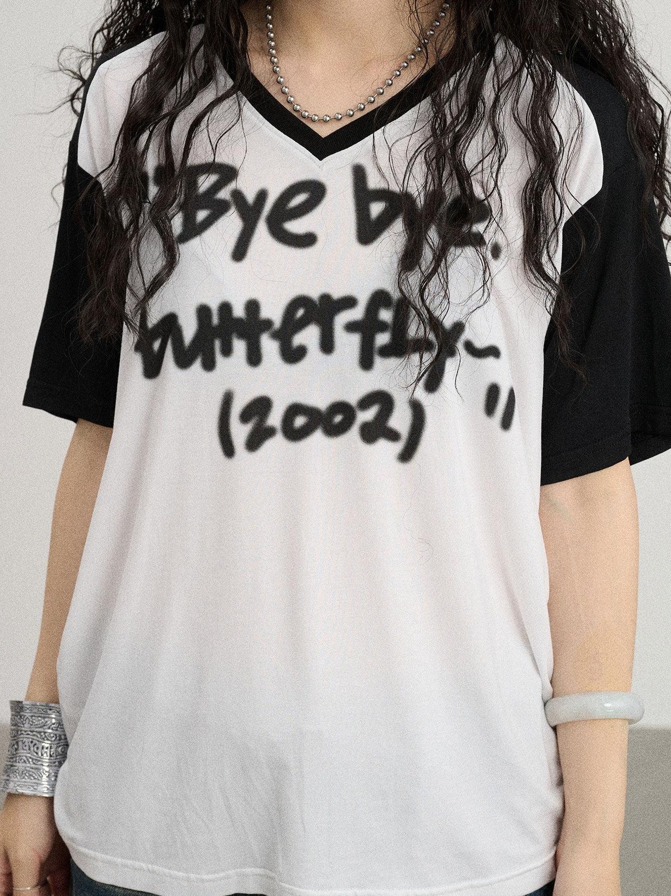 Achihara Colorblock Jersey V-neck Women'S Modal Stretch Short Sleeve T-Shirts