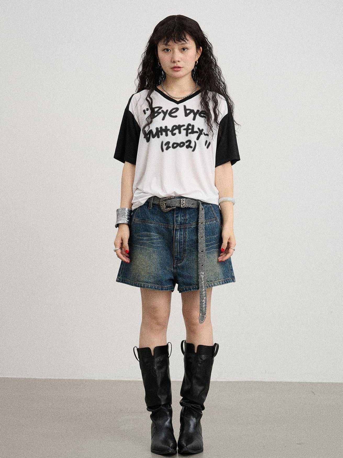 Achihara Colorblock Jersey V-neck Women'S Modal Stretch Short Sleeve T-Shirts