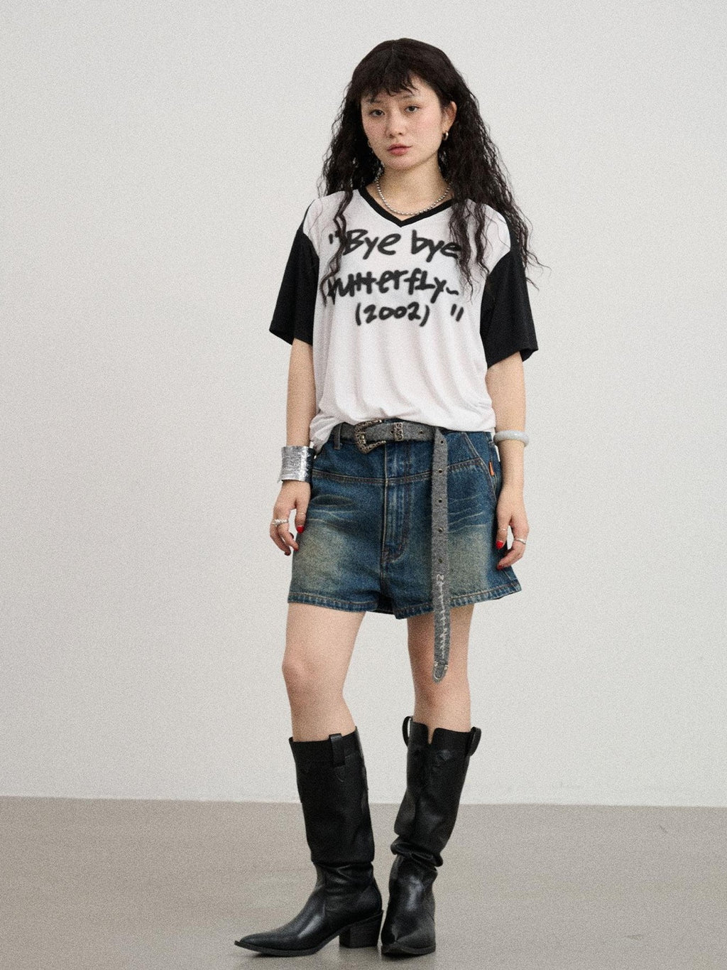 Achihara Colorblock Jersey V-neck Women'S Modal Stretch Short Sleeve T-Shirts