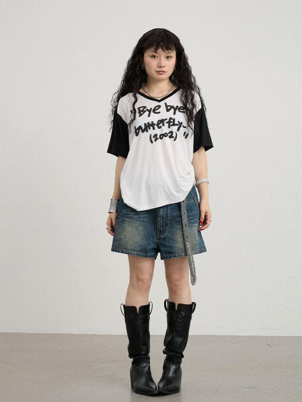 Achihara Colorblock Jersey V-neck Women'S Modal Stretch Short Sleeve T-Shirts