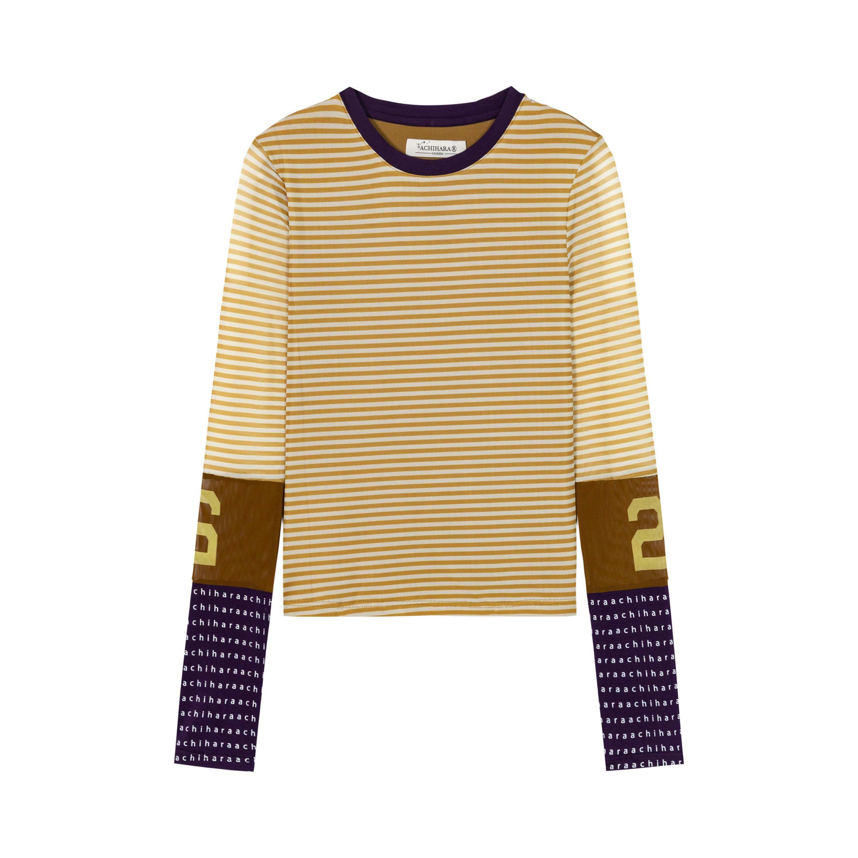 Achihara_Colorblock_Patchwork_Cross_Stripe_Women'S_Polyester_Spandex_Long_Sleeve_T-Shirts_MISSTT