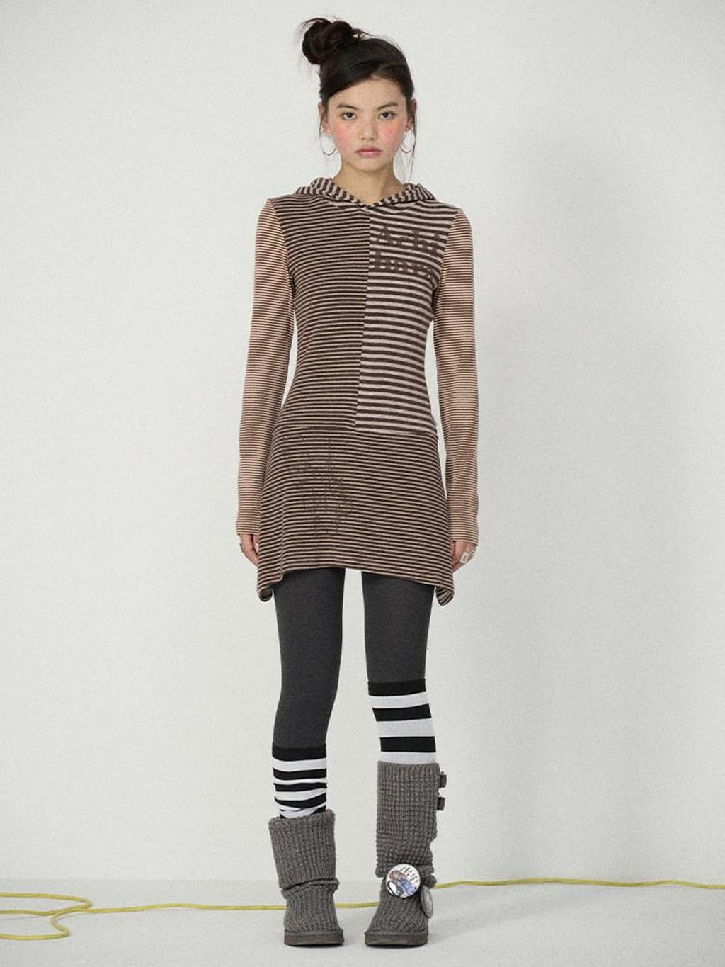 Achihara Colorblock Striped Long Sleeve Women'S Polyester Casual Mini Dresses