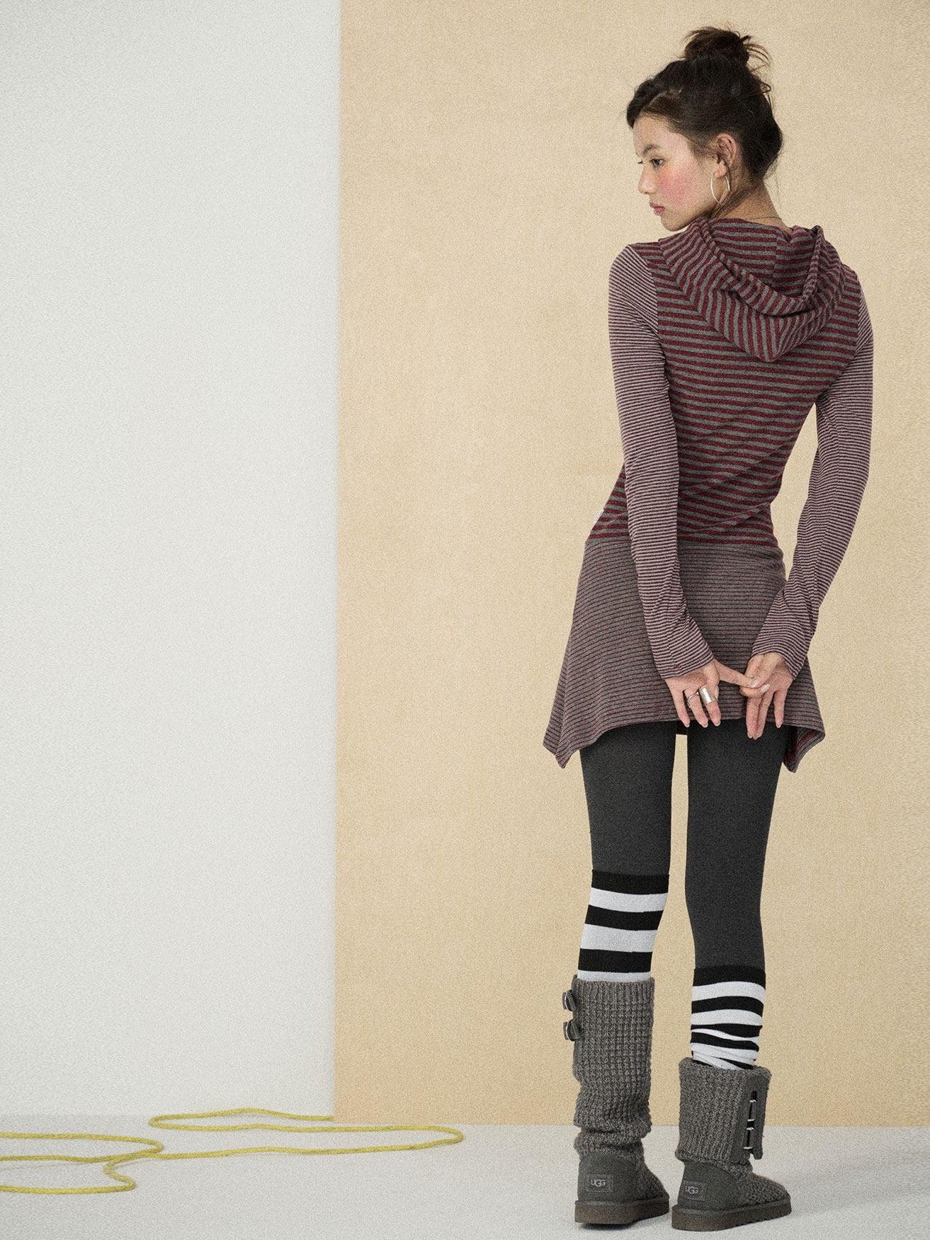 Achihara Colorblock Striped Long Sleeve Women'S Polyester Casual Mini Dresses