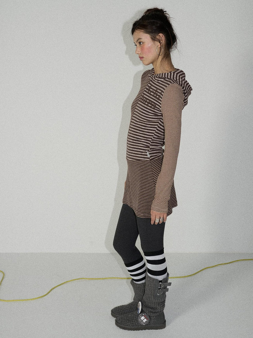 Achihara Colorblock Striped Long Sleeve Women'S Polyester Casual Mini Dresses