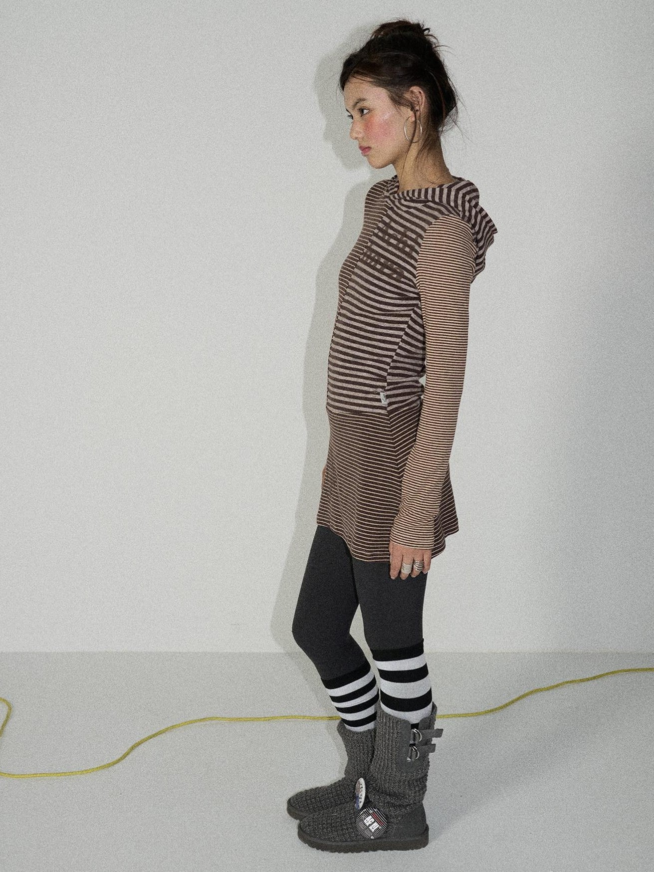 Achihara Colorblock Striped Long Sleeve Women'S Polyester Casual Mini Dresses