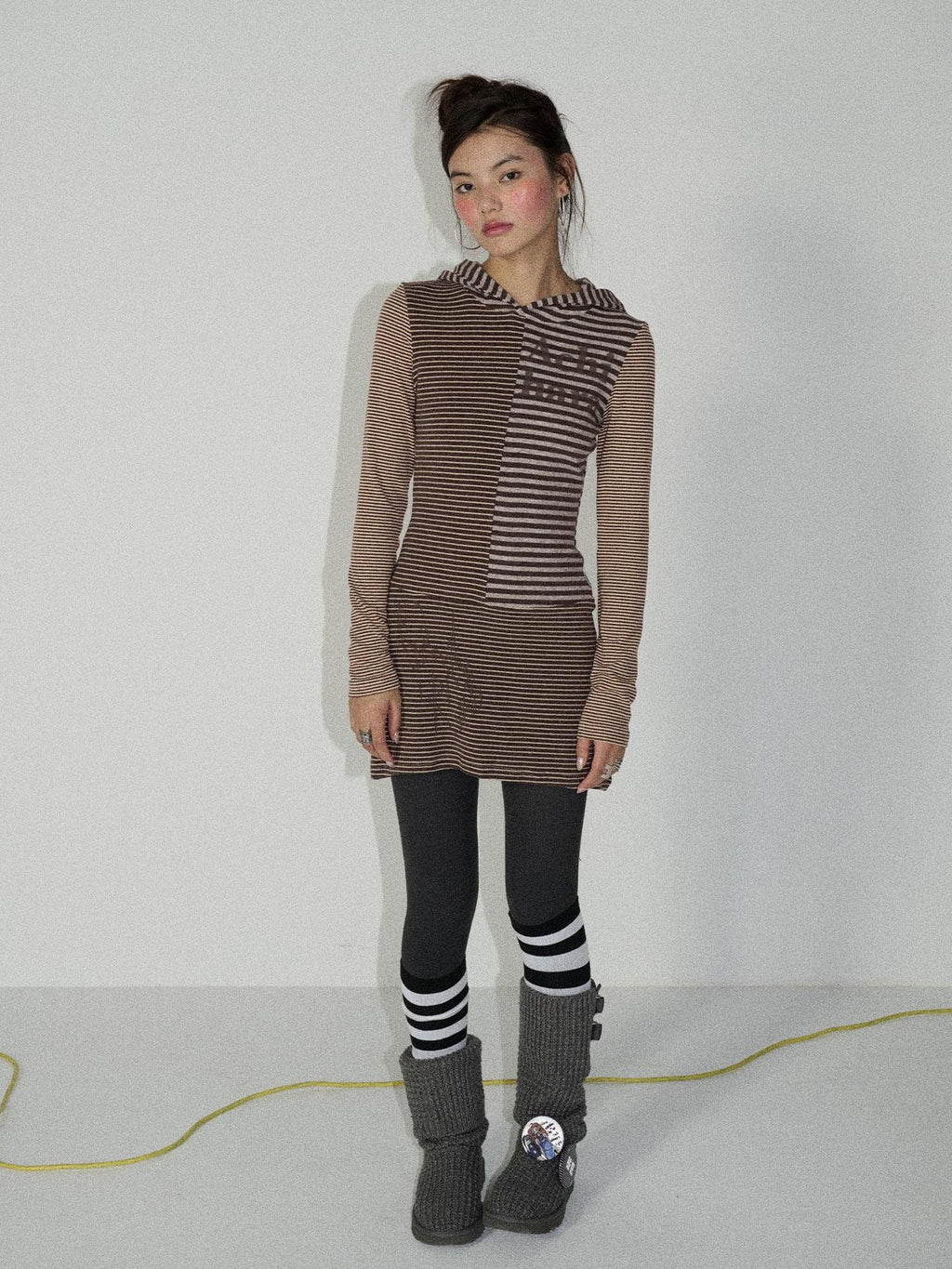 Achihara Colorblock Striped Long Sleeve Women'S Polyester Casual Mini Dresses