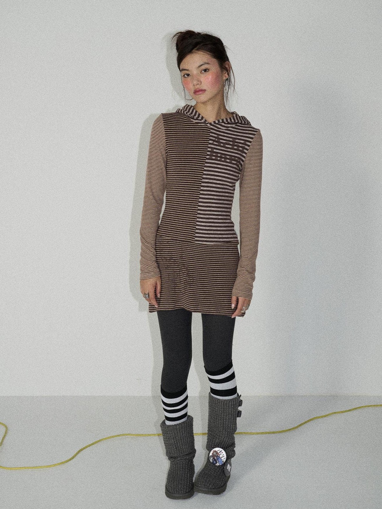 Achihara Colorblock Striped Long Sleeve Women'S Polyester Casual Mini Dresses
