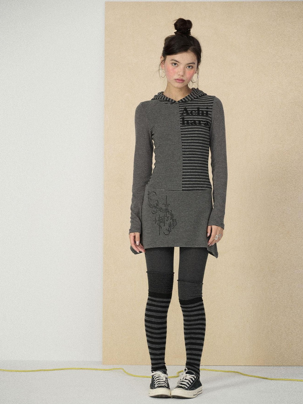 Achihara Colorblock Striped Long Sleeve Women'S Polyester Casual Mini Dresses