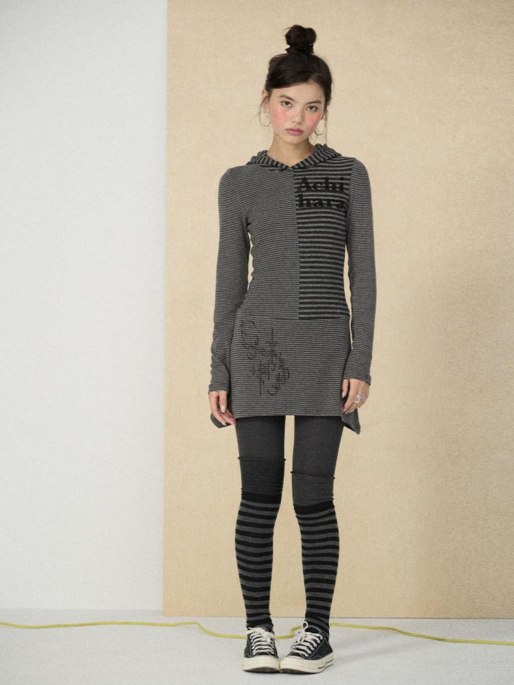 Achihara Colorblock Striped Long Sleeve Women'S Polyester Casual Mini Dresses