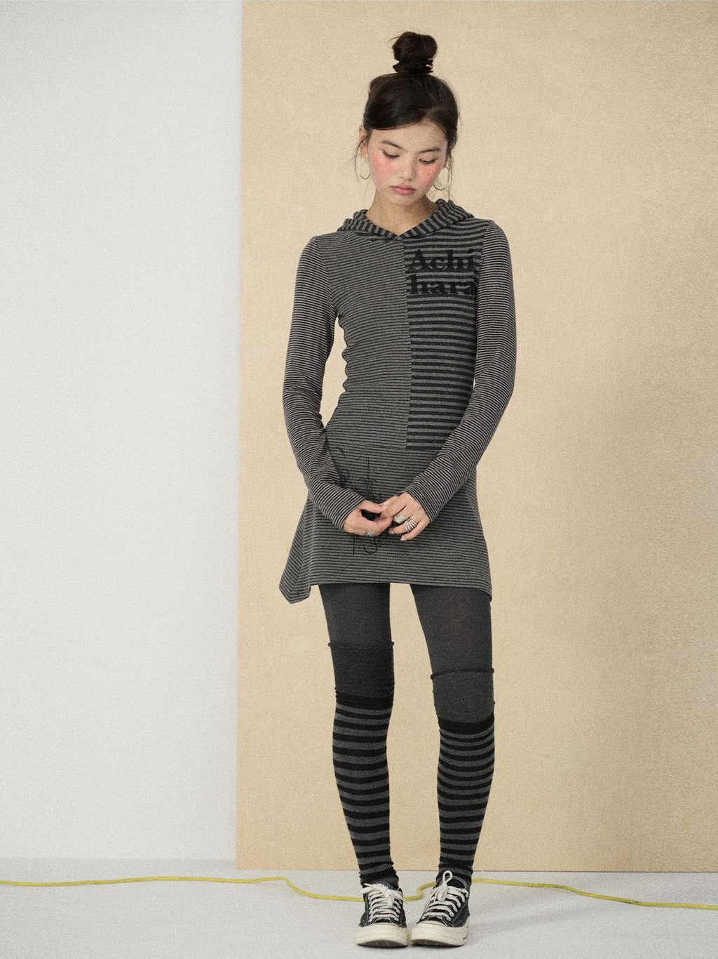 Achihara Colorblock Striped Long Sleeve Women'S Polyester Casual Mini Dresses