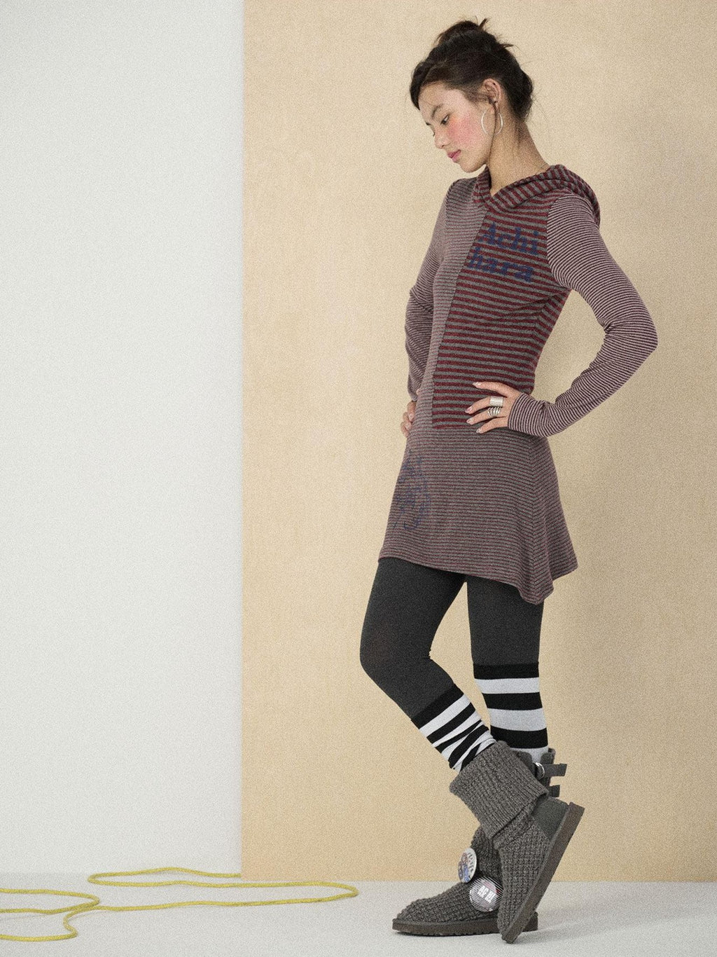 Achihara Colorblock Striped Long Sleeve Women'S Polyester Casual Mini Dresses