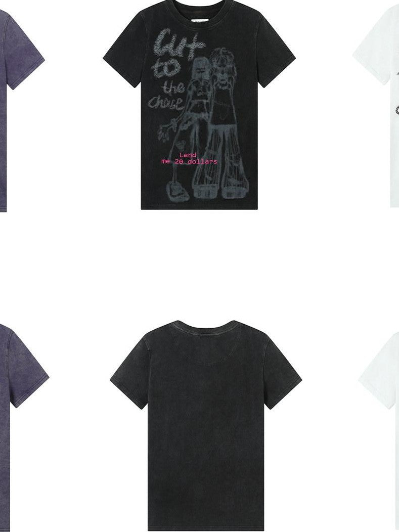Achihara Comic Character Letter Print Women'S Pure Cotton Short Sleeve T-Shirts