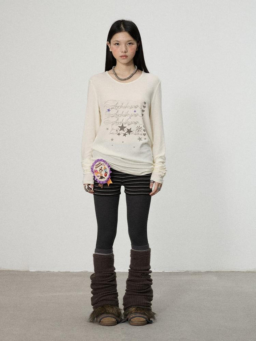 Achihara Commuter Straight Cut Women'S Tencel Cotton Long Sleeve T-Shirts