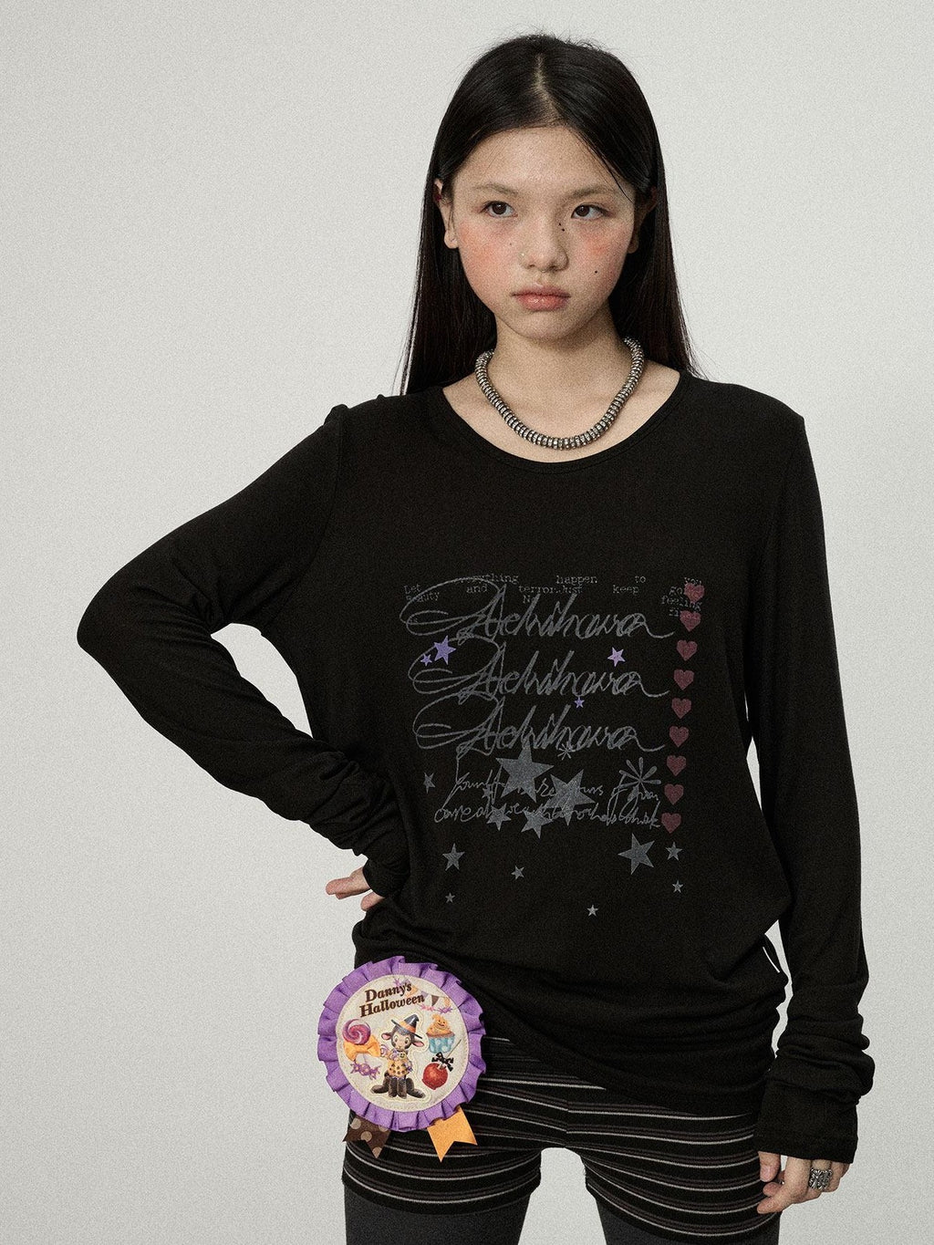 Achihara Commuter Straight Cut Women'S Tencel Cotton Long Sleeve T-Shirts