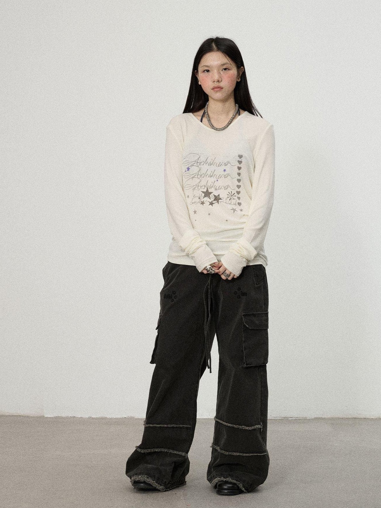 Achihara Commuter Straight Cut Women'S Tencel Cotton Long Sleeve T-Shirts