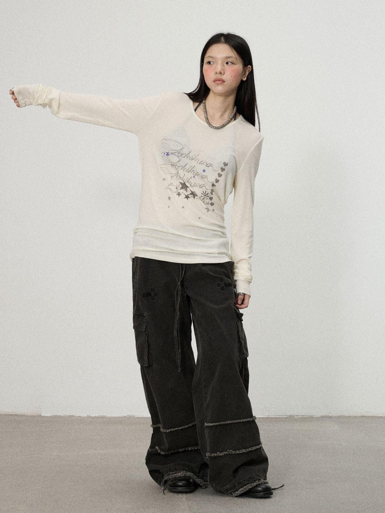 Achihara Commuter Straight Cut Women'S Tencel Cotton Long Sleeve T-Shirts