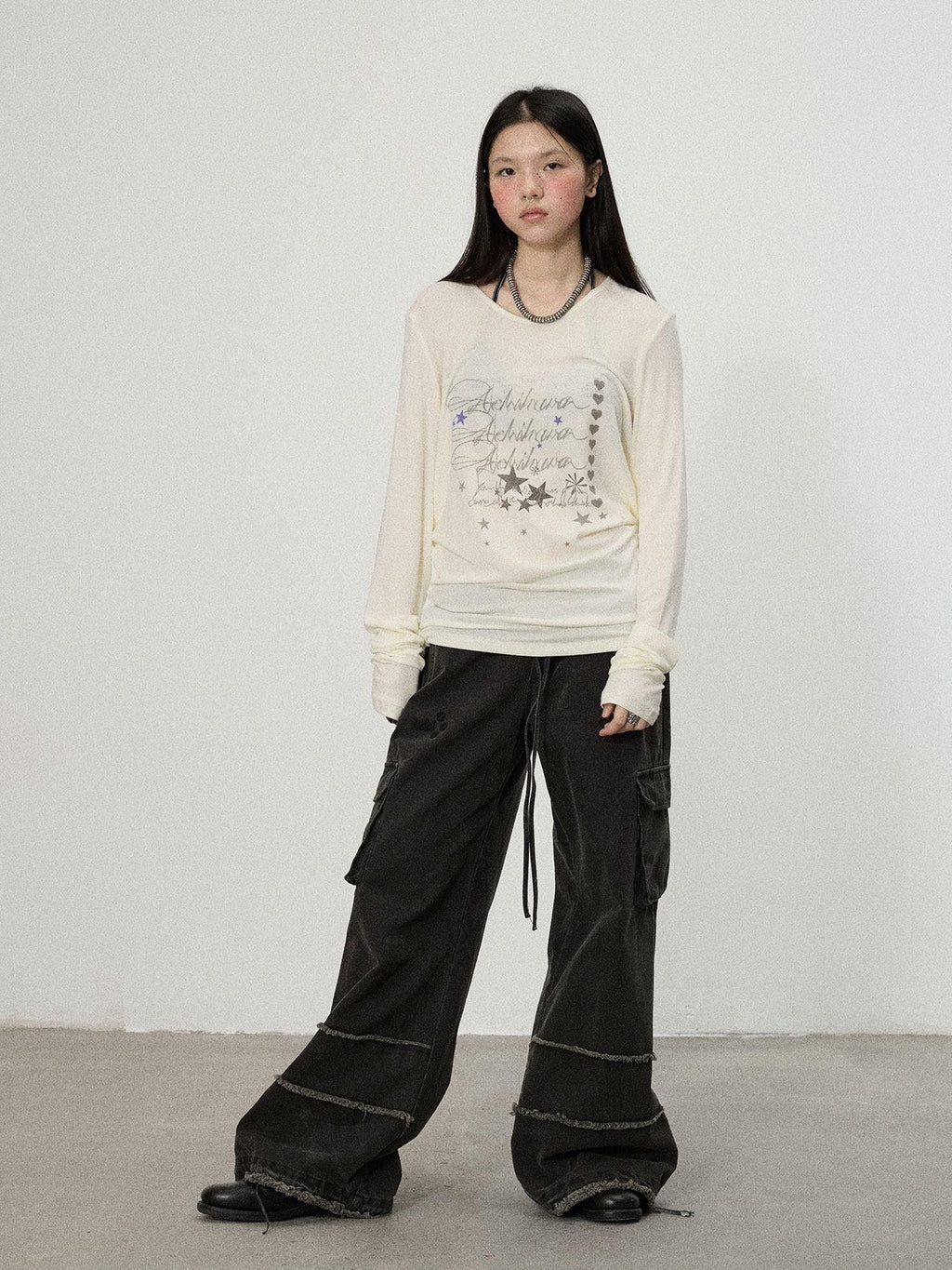 Achihara Commuter Straight Cut Women'S Tencel Cotton Long Sleeve T-Shirts