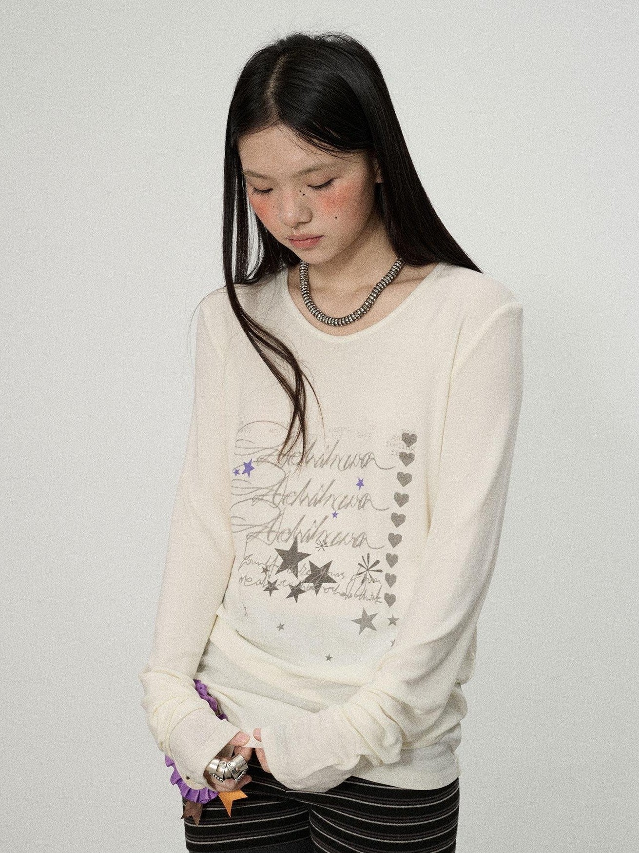 Achihara Commuter Straight Cut Women'S Tencel Cotton Long Sleeve T-Shirts