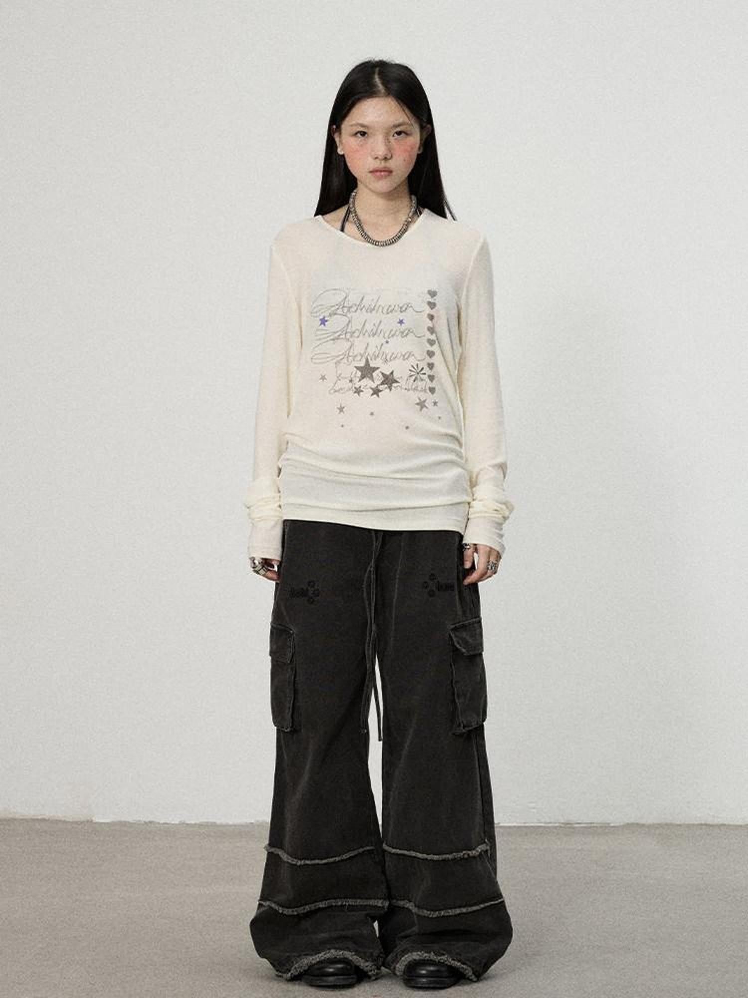 Achihara Commuter Straight Cut Women'S Tencel Cotton Long Sleeve T-Shirts