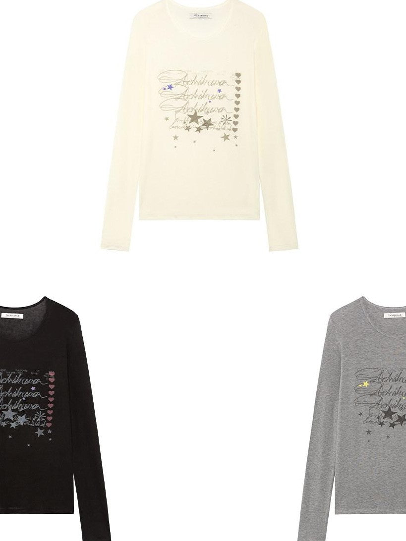 Achihara Commuter Straight Cut Women'S Tencel Cotton Long Sleeve T-Shirts