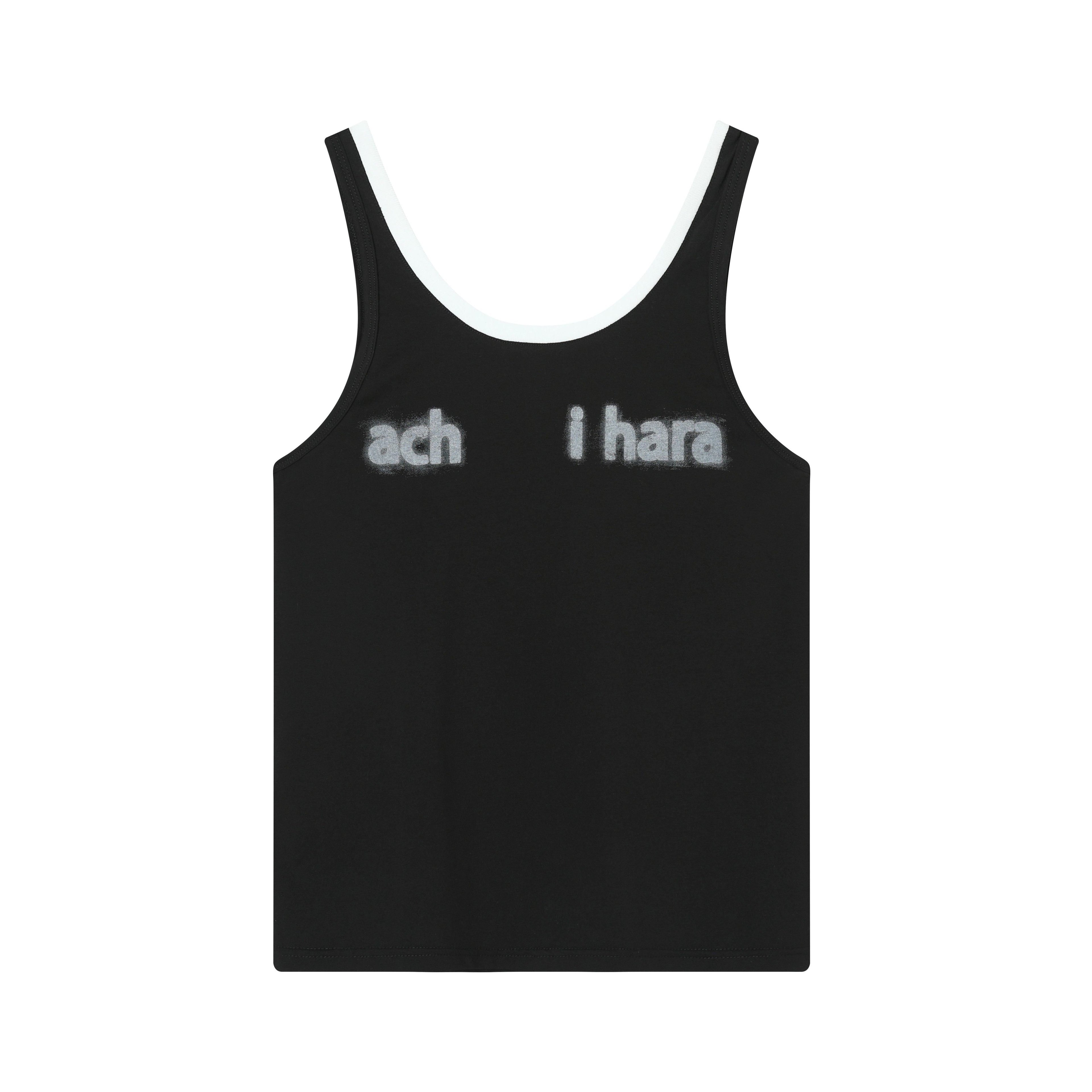 Achihara_Contrast_Neckline_Letter_Print_Women'S_Lyocell_Blend_Tank_Tops_MISSTT