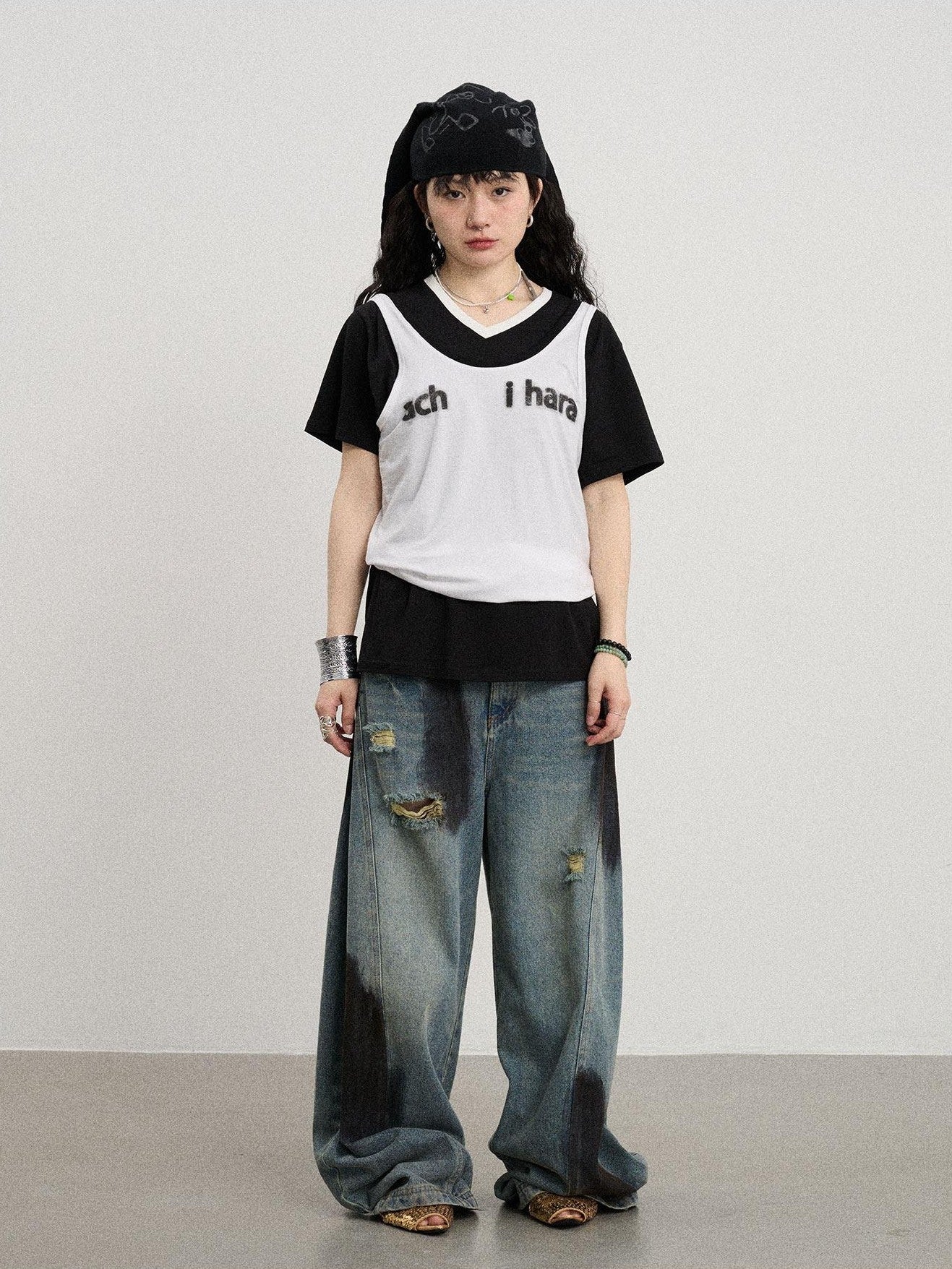 Achihara Contrast Neckline Letter Print Women'S Lyocell Blend Tank Tops
