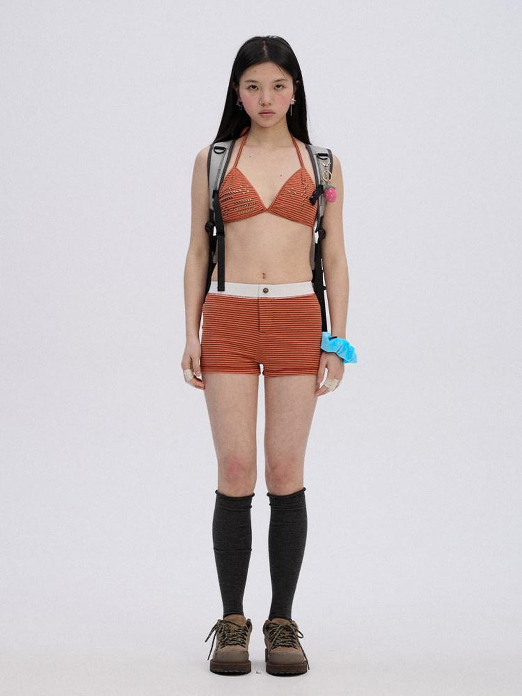 Achihara Coral Reef Striped Women'S Polyester Spandex Blend Sweat Shorts