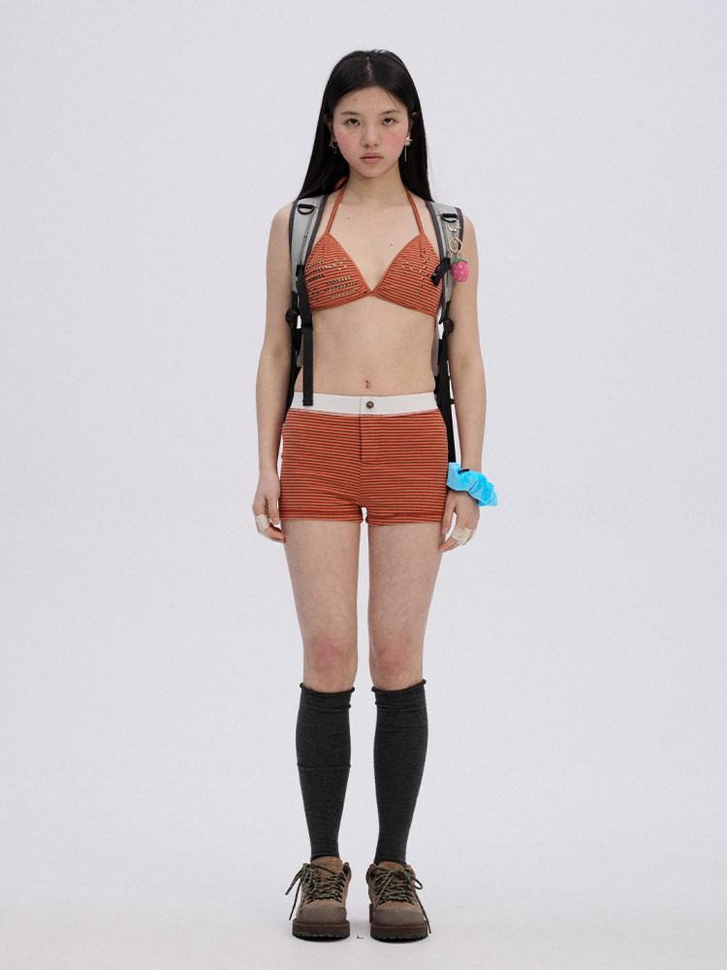 Achihara Coral Reef Striped Women'S Polyester Spandex Blend Sweat Shorts