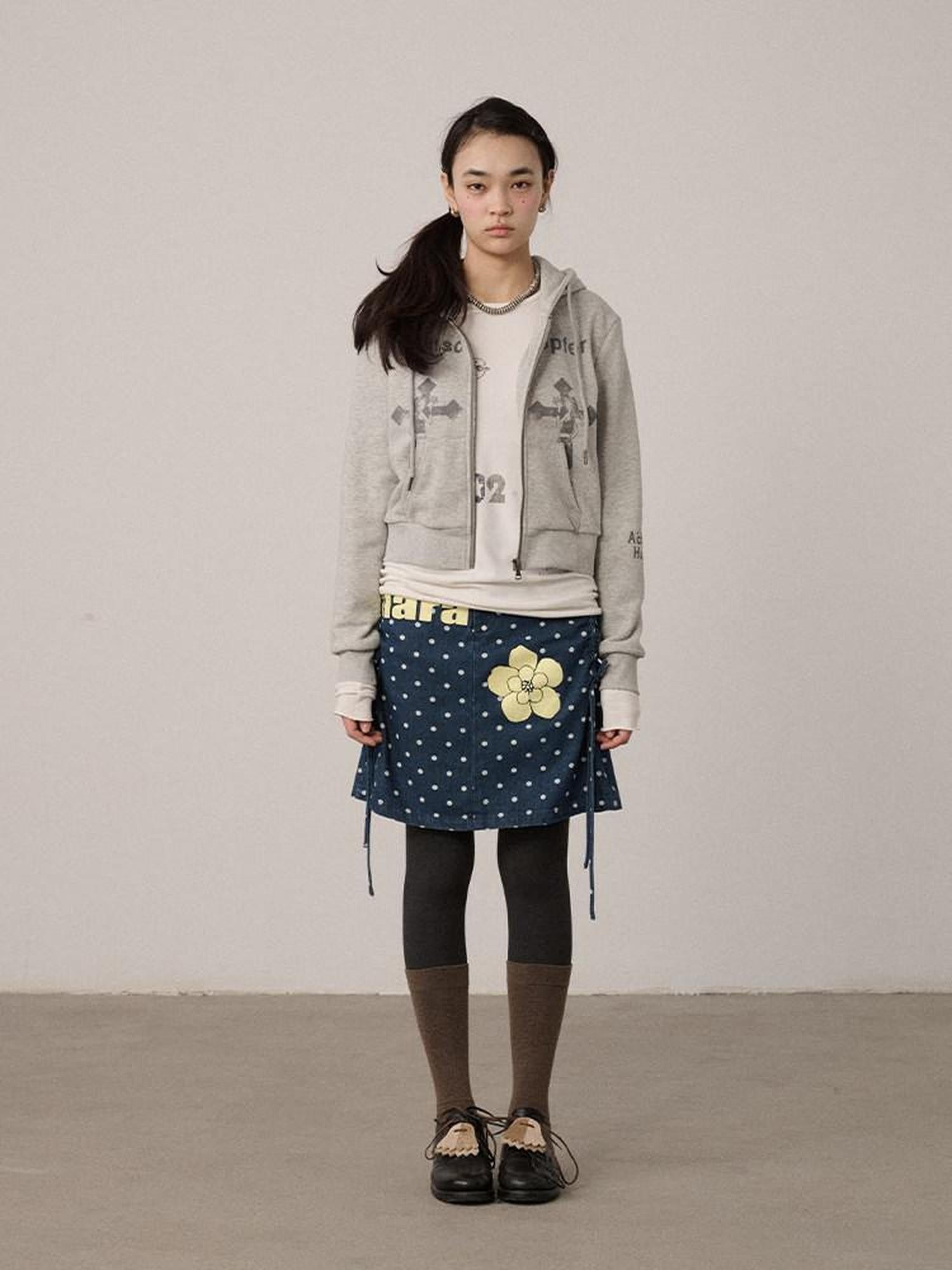 Achihara Cropped Cartoon Cross Zip Up Hooded Women'S Cotton Blend Hoodies