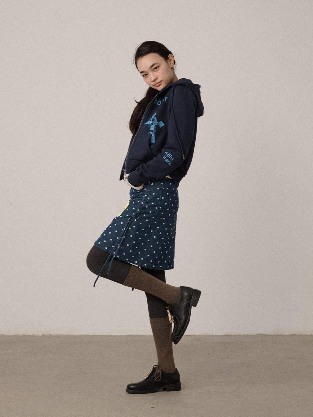 Achihara Cropped Cartoon Cross Zip Up Hooded Women'S Cotton Blend Hoodies