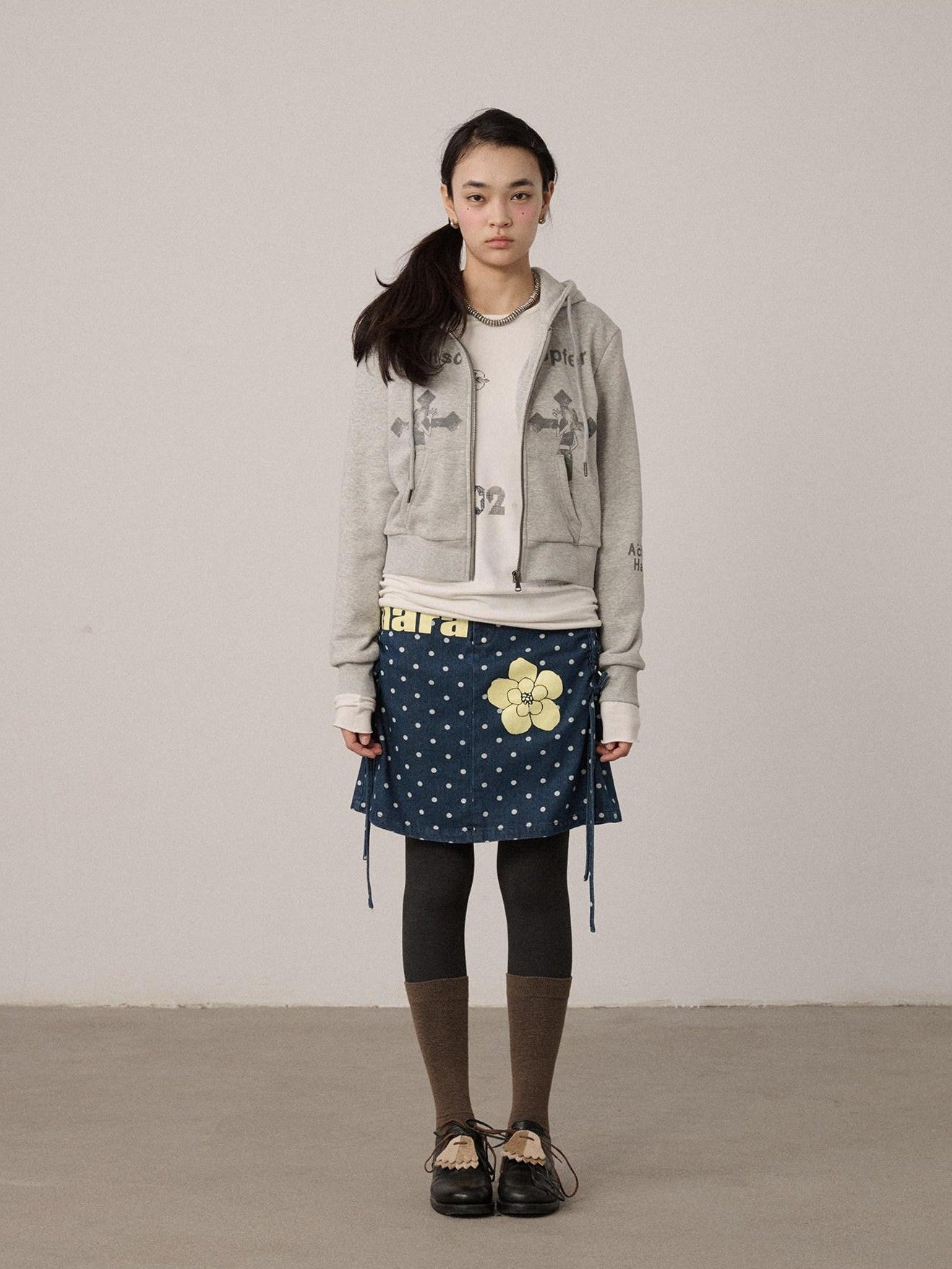 Achihara Cropped Cartoon Cross Zip Up Hooded Women'S Cotton Blend Hoodies