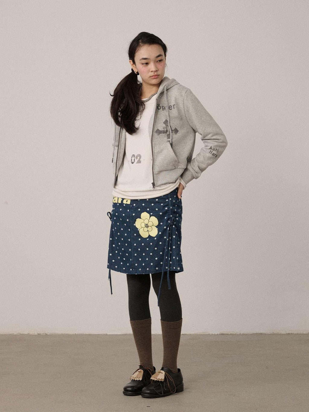 Achihara Cropped Cartoon Cross Zip Up Hooded Women'S Cotton Blend Hoodies