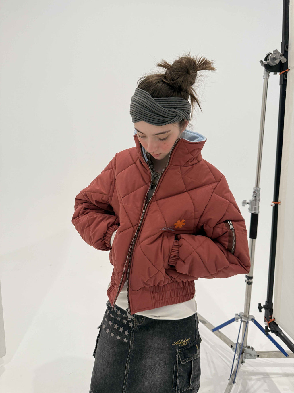 Achihara_Cropped_Diamond_Quilted_Stand_Collar_Women'S_Cotton_Puffer_Jackets_MISSTT