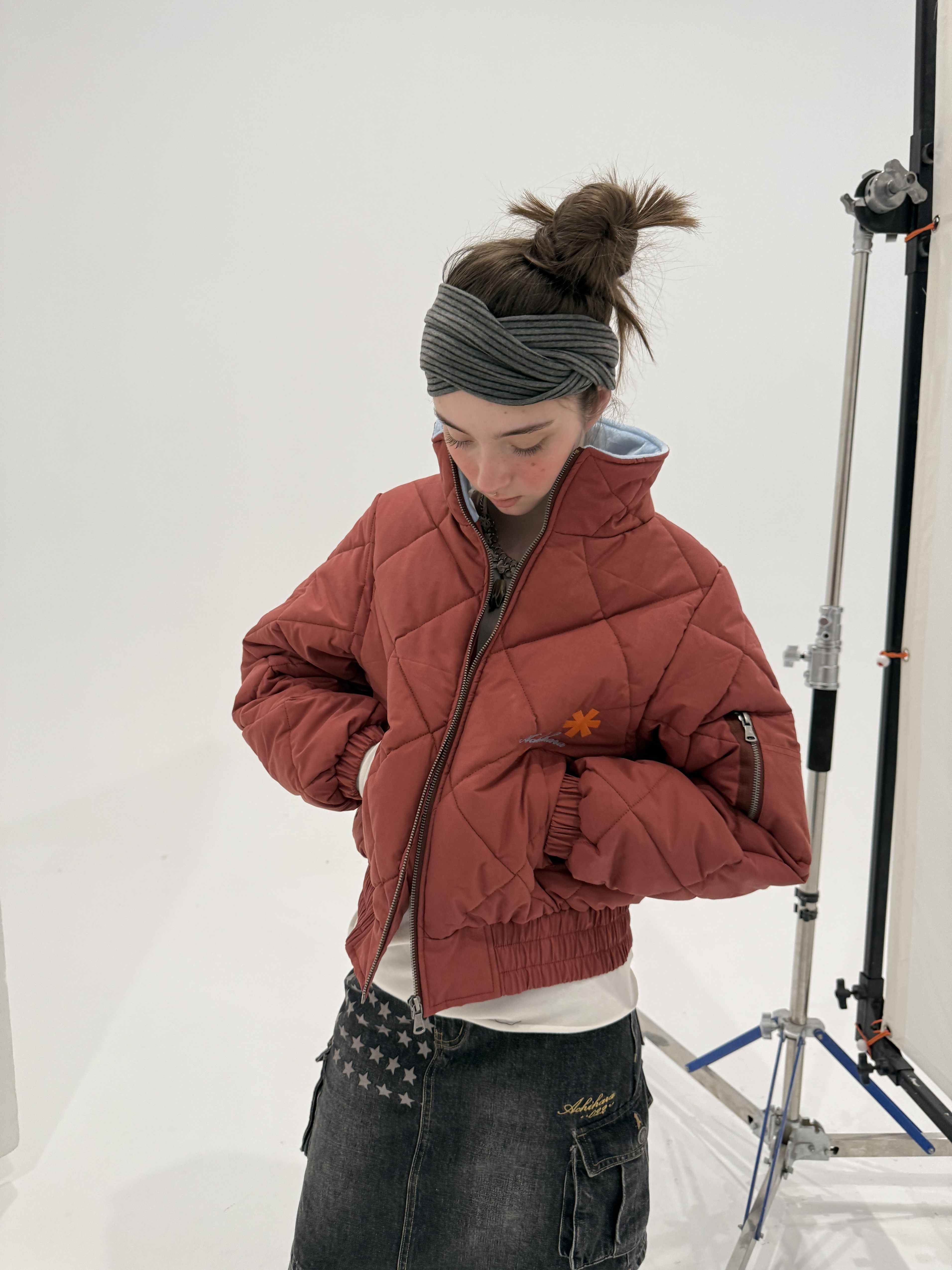 Achihara_Cropped_Diamond_Quilted_Stand_Collar_Women'S_Cotton_Puffer_Jackets_MISSTT