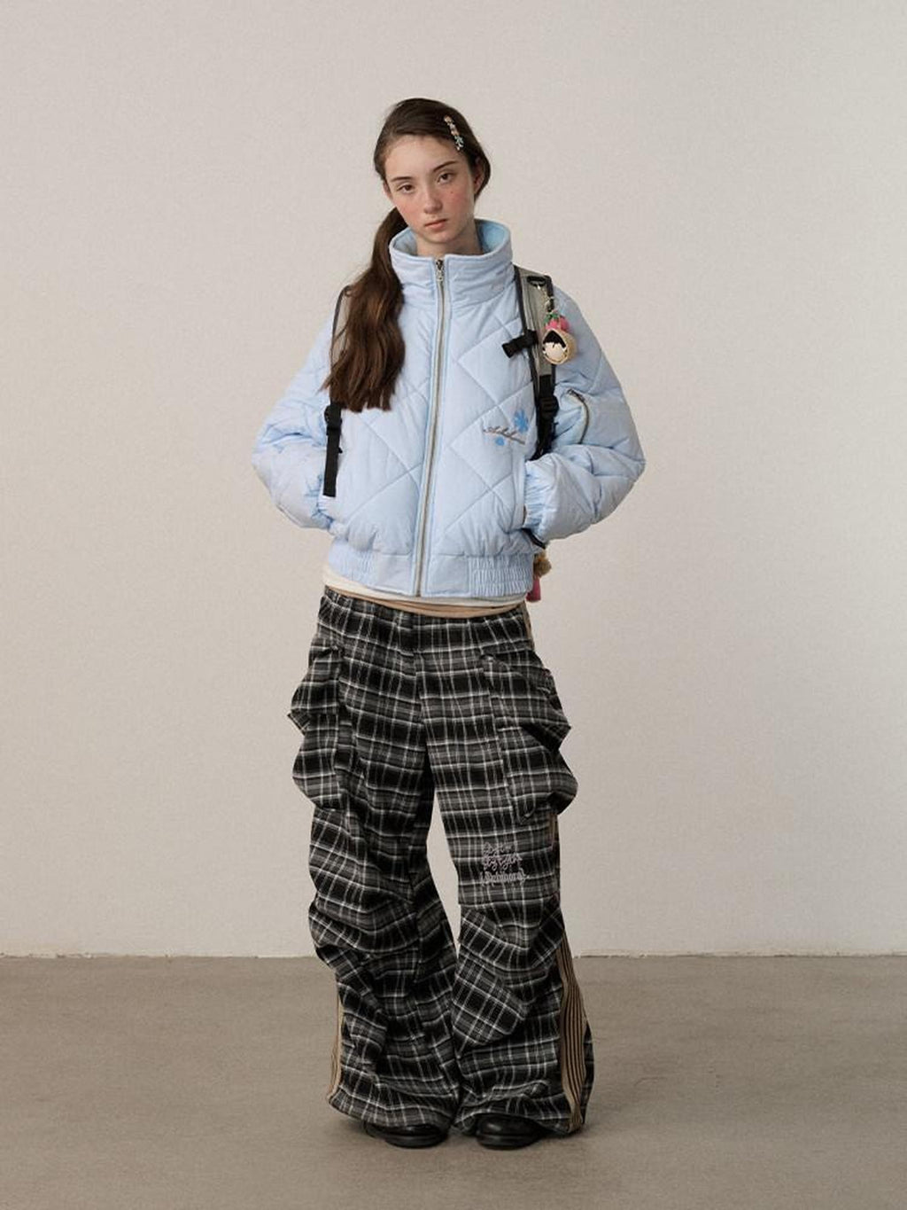 Achihara Cropped Diamond Quilted Stand Collar Women'S Cotton Puffer Jackets