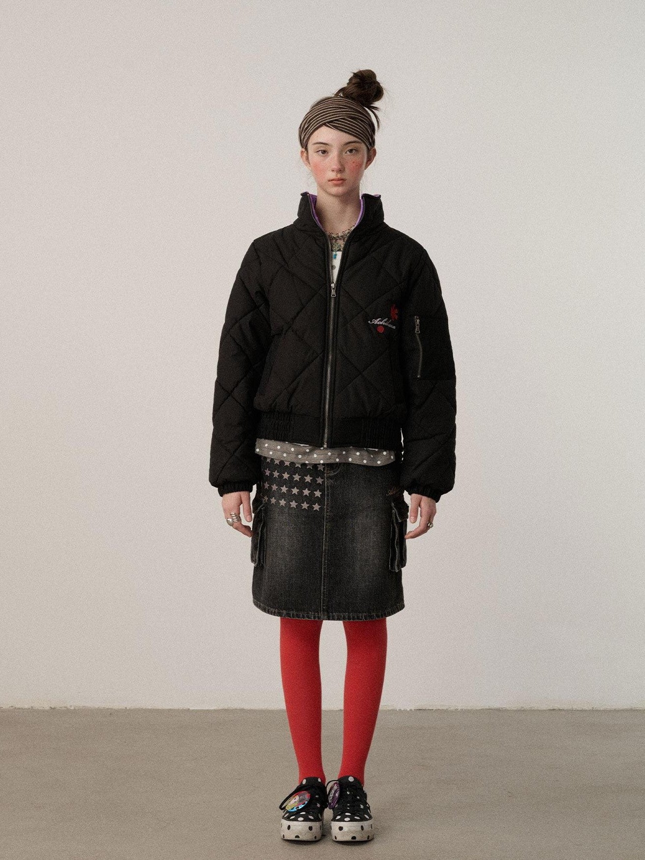 Achihara Cropped Diamond Quilted Stand Collar Women'S Cotton Puffer Jackets